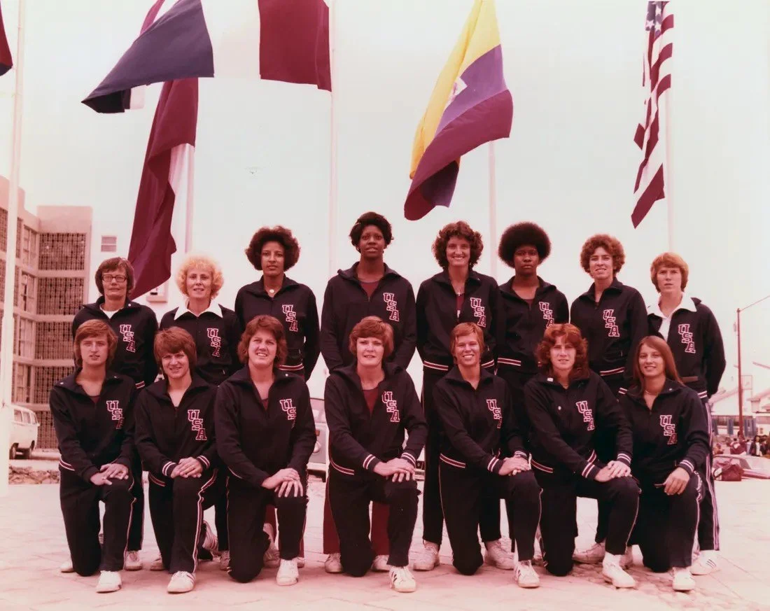 The first Olympic female basketball team in 1976. Lucy scored the most points and grabbed the most rebounds for team USA
