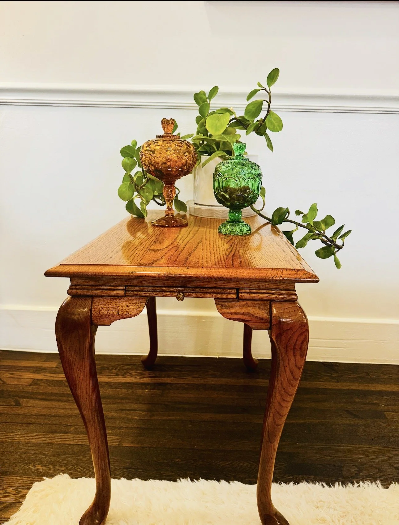 Vintage Queen Anne Style Tea Table with Pull-Out Candle Slides (Sold as a Pair)
