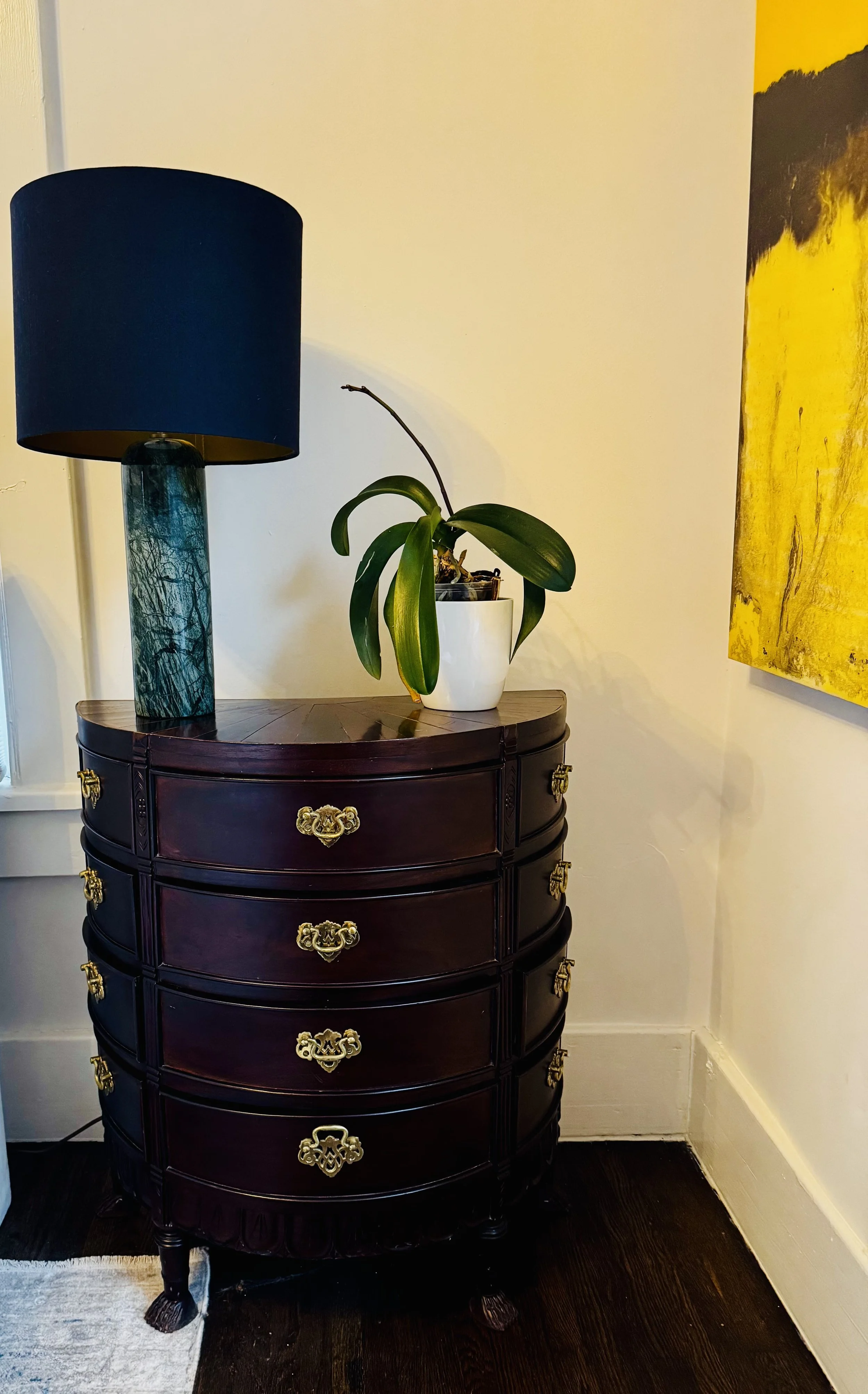 Sunburst Demilune Chest of Drawers (Sold as a Pair)