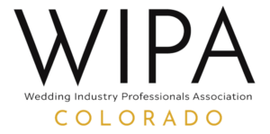 Logo of the Wedding Industry Professionals Association Colorado, with black and gold text.