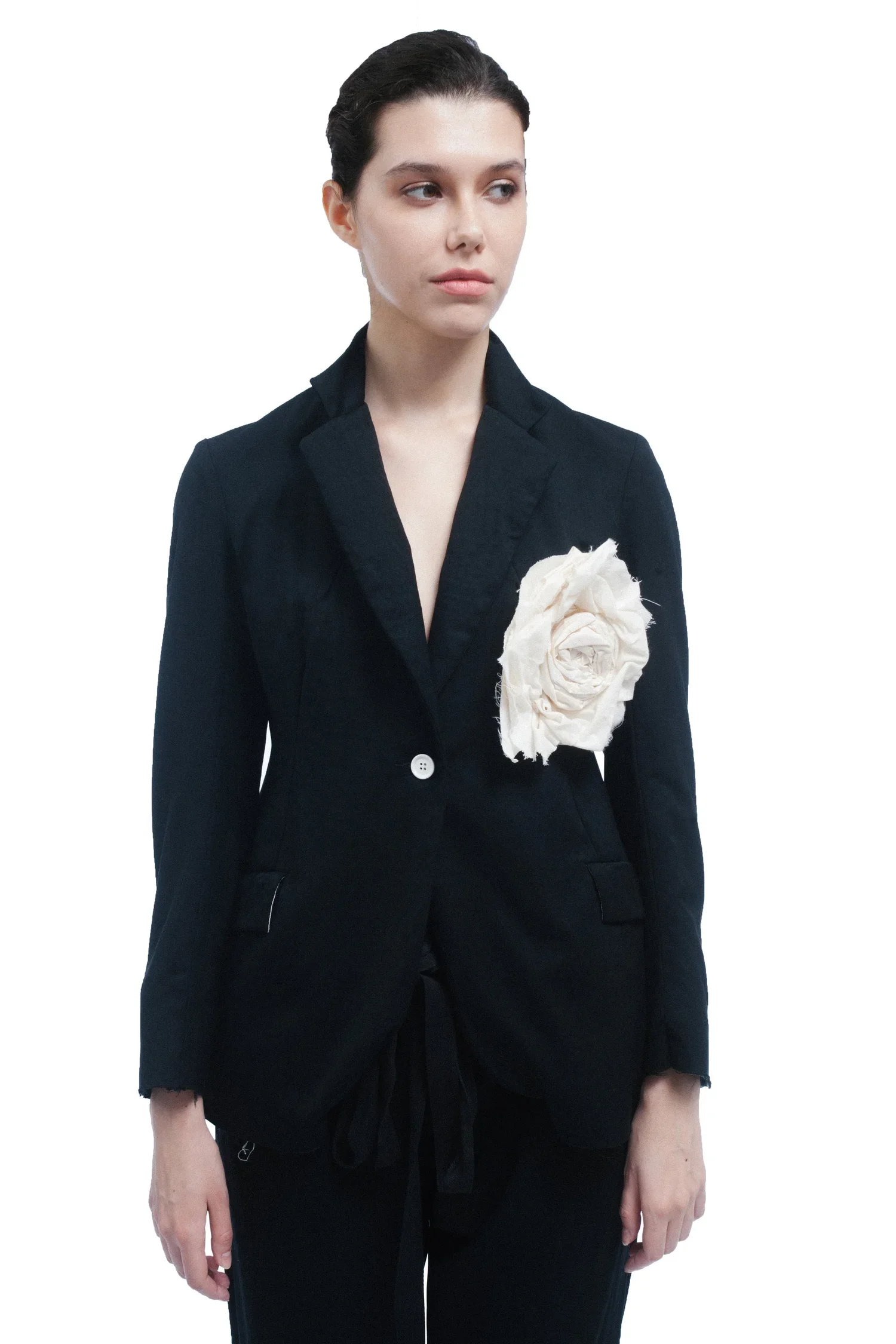 Elena Dawson Short Blazer Notch Mophead Broosh