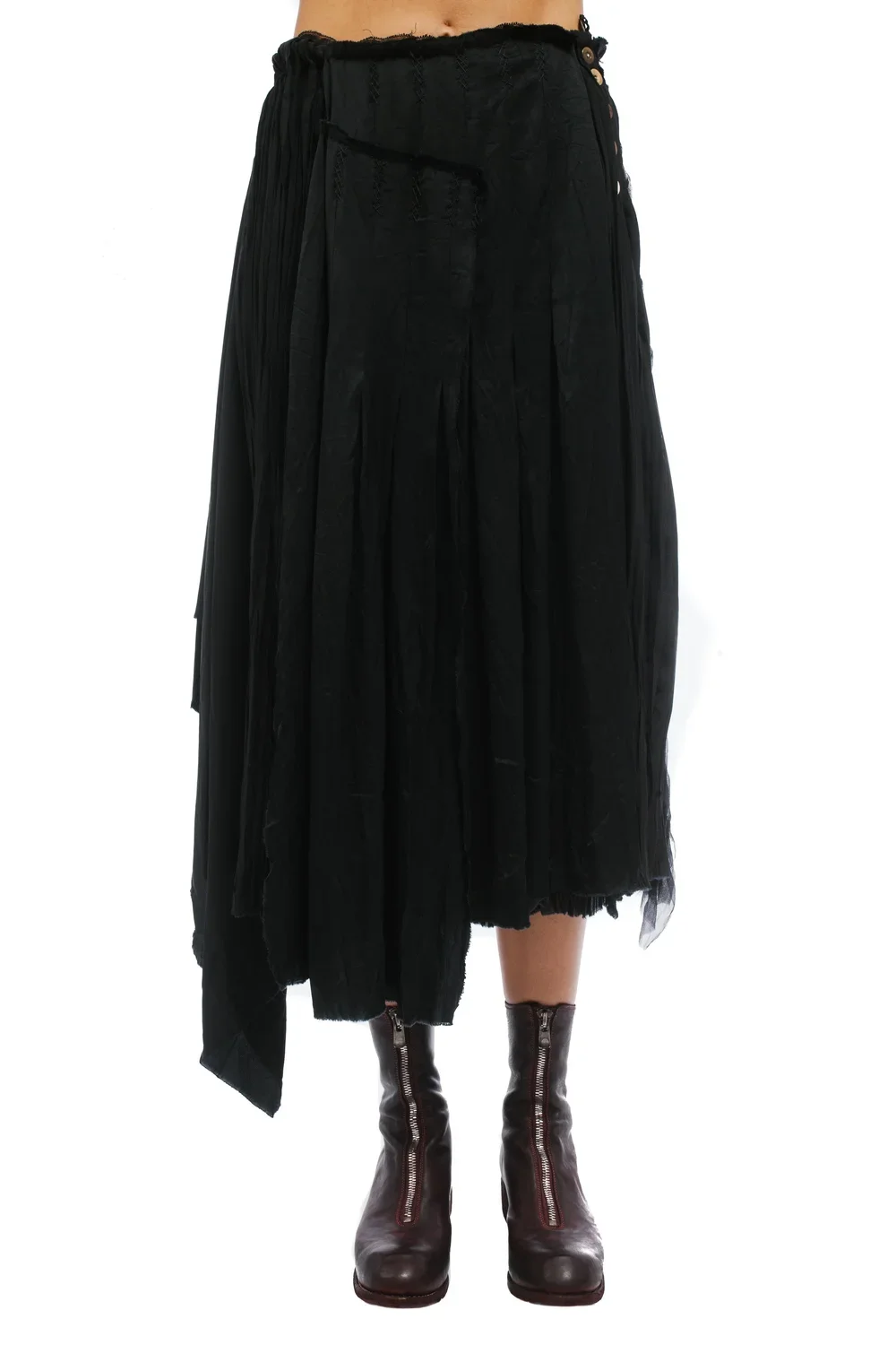 Archivio J.M. Ribot Wool and Silk Layered Hand Stitch Skirt