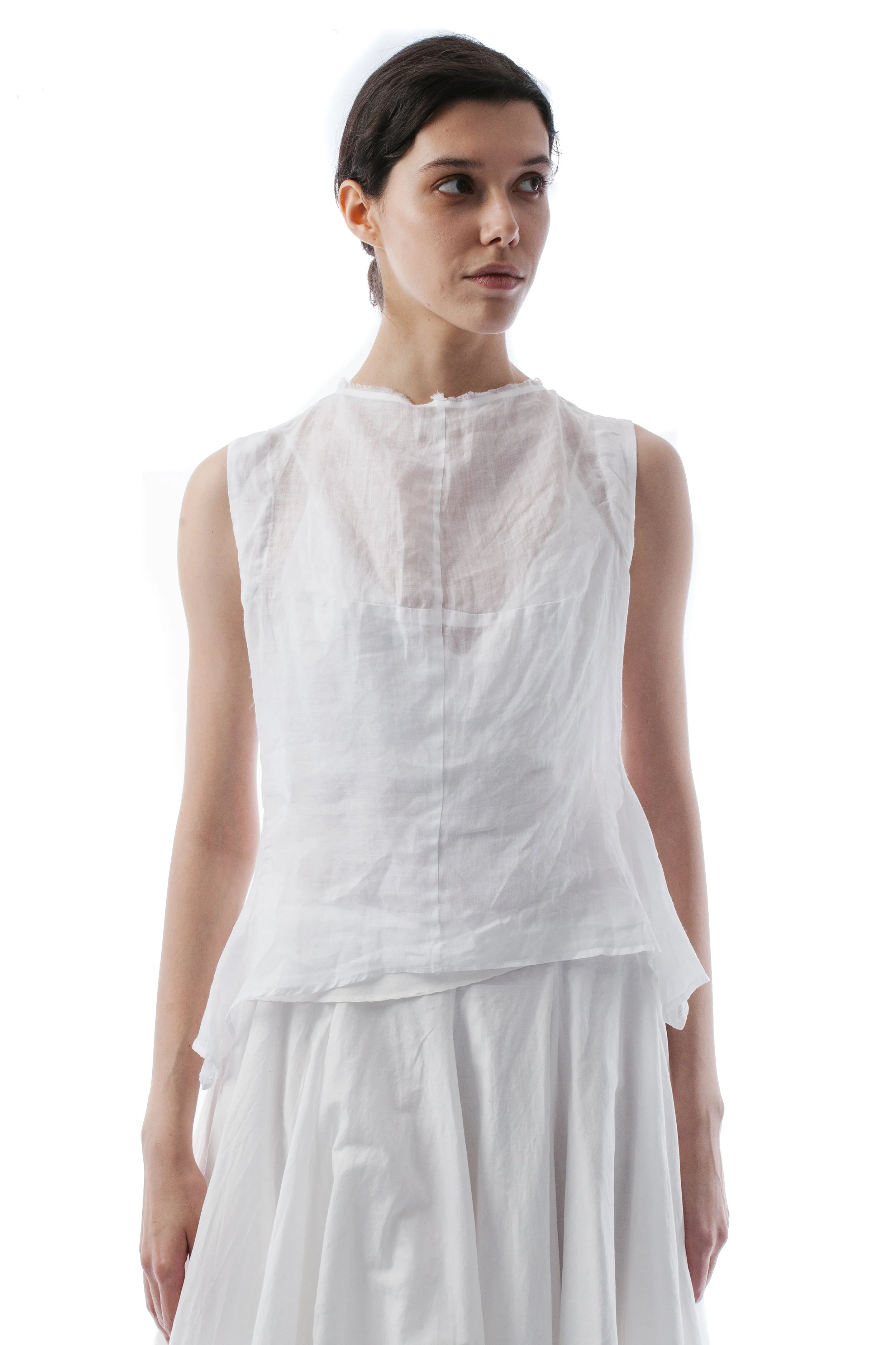 Marc Le Bihan Ramie Top Combined With Silk Top