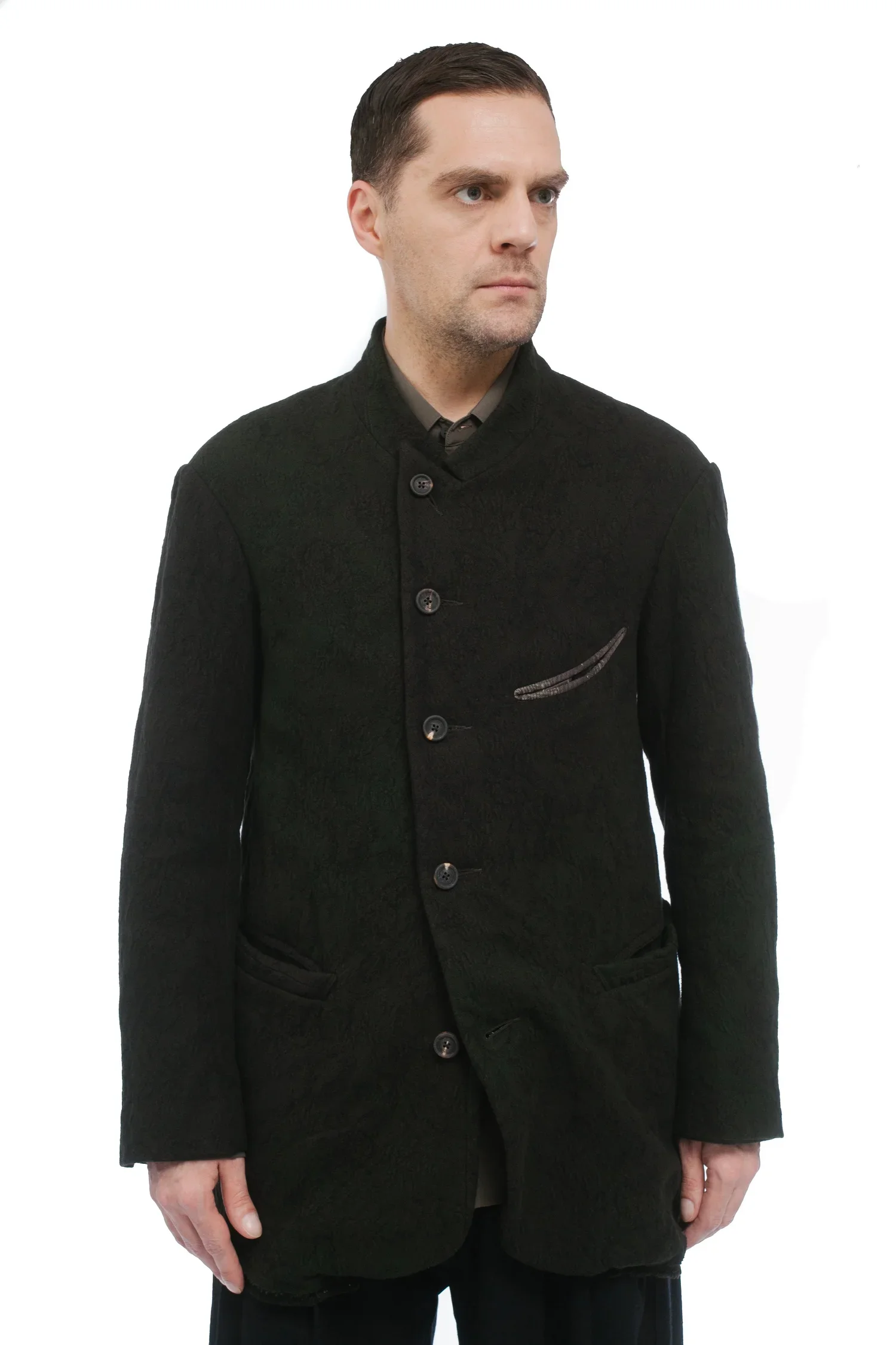 Ziggy Chen Dark Green Jacquard Jacket