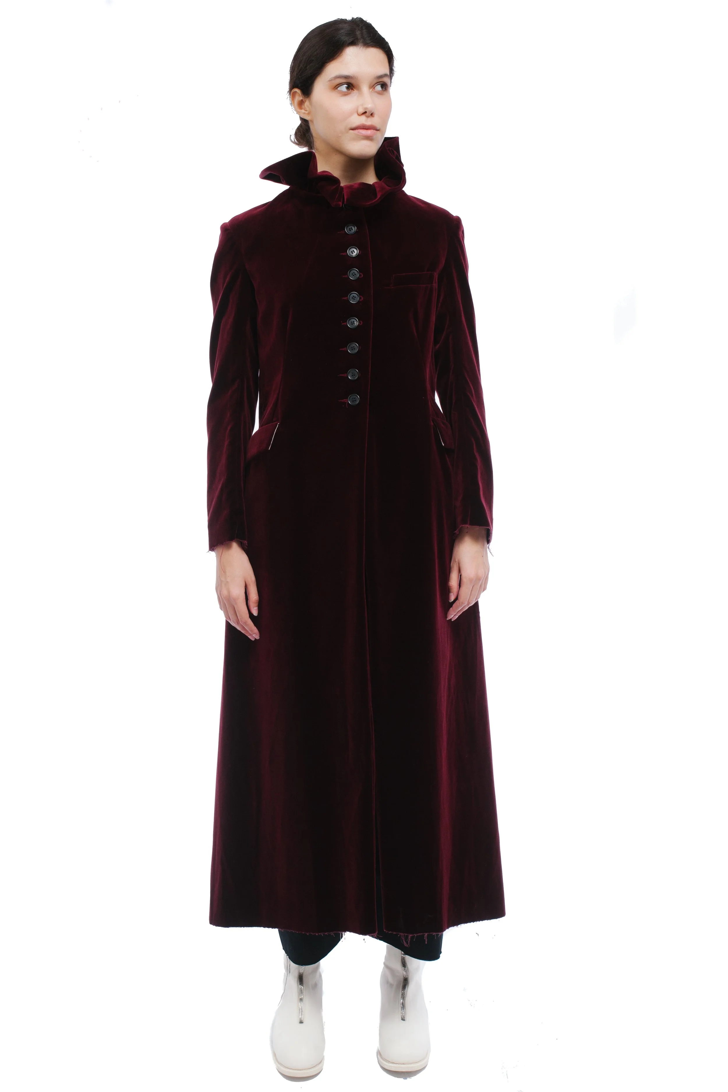 Elena Dawson  Garnet Velvet Coat Monet Collar