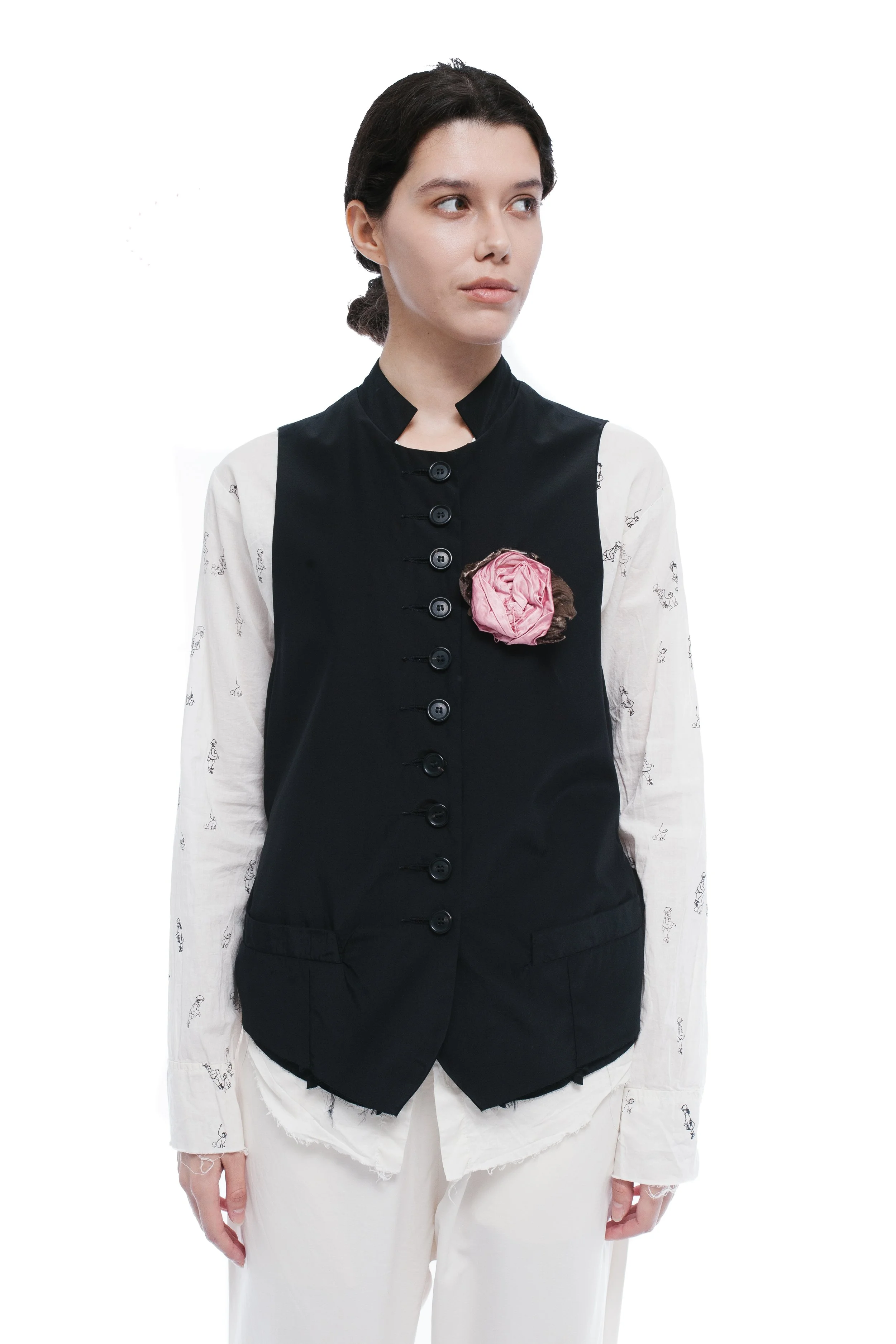 Elena Dawson  Silk Waistcoat with Broosh