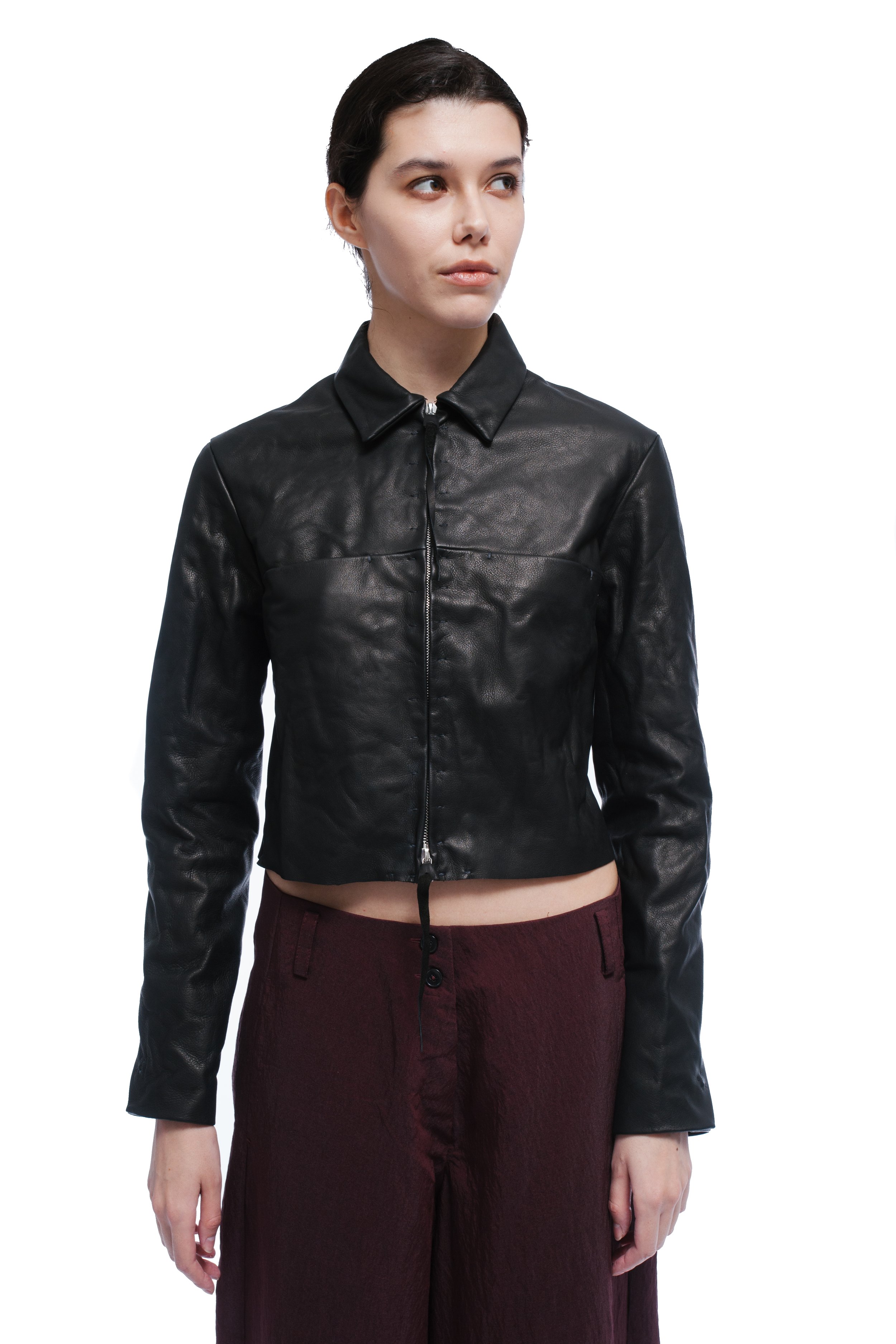 M.A+ by Maurizio Amadei  Zipped Short Leather Jacket