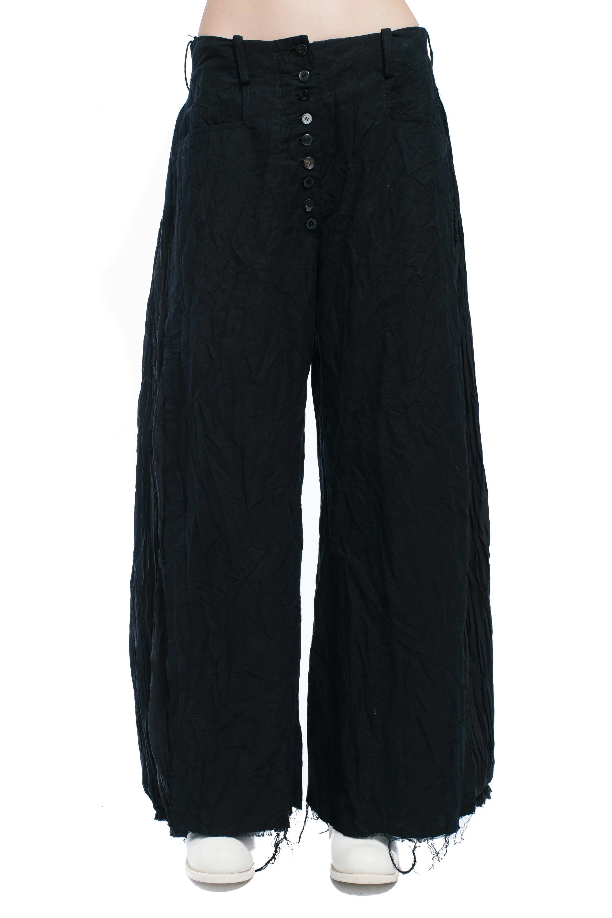Archivio J. M. Ribot  Linen Trousers with Pleated Silk Inserts