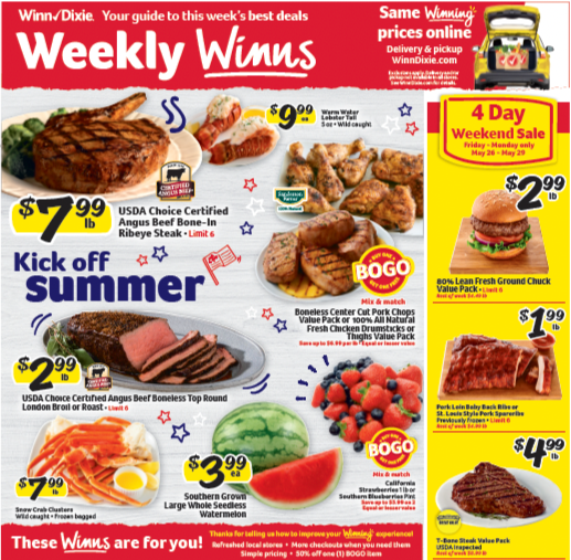 Circular masthead cue aligned to in-store Weekly Winns system