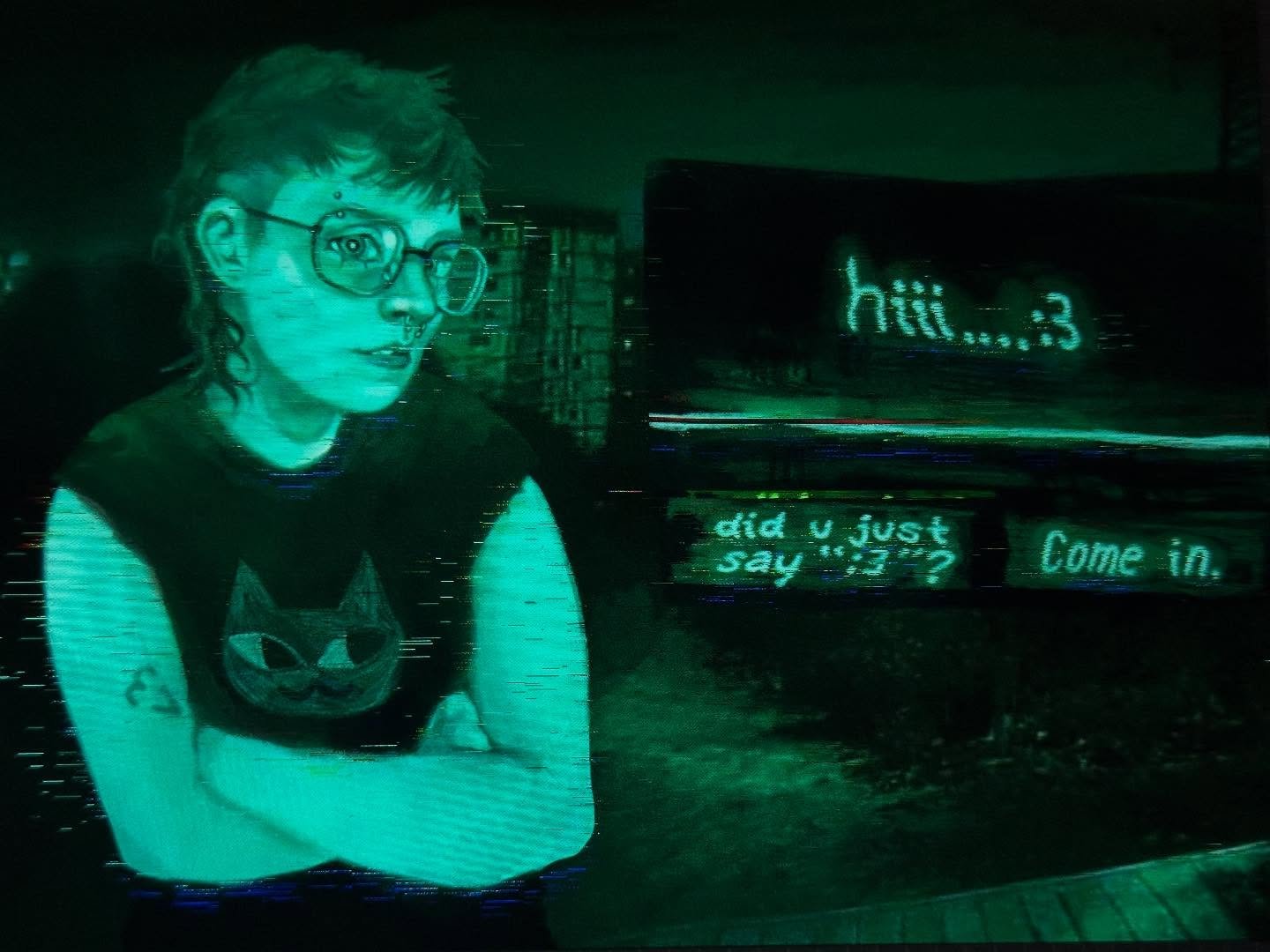 day 16 of #badtober2025, you if you weren&rsquo;t you
so i drew myself in &ldquo;no i&rsquo;m not a human&rdquo; which i have not played yet but im excited to :-) this was fun
would u let me in #noimnotahuman