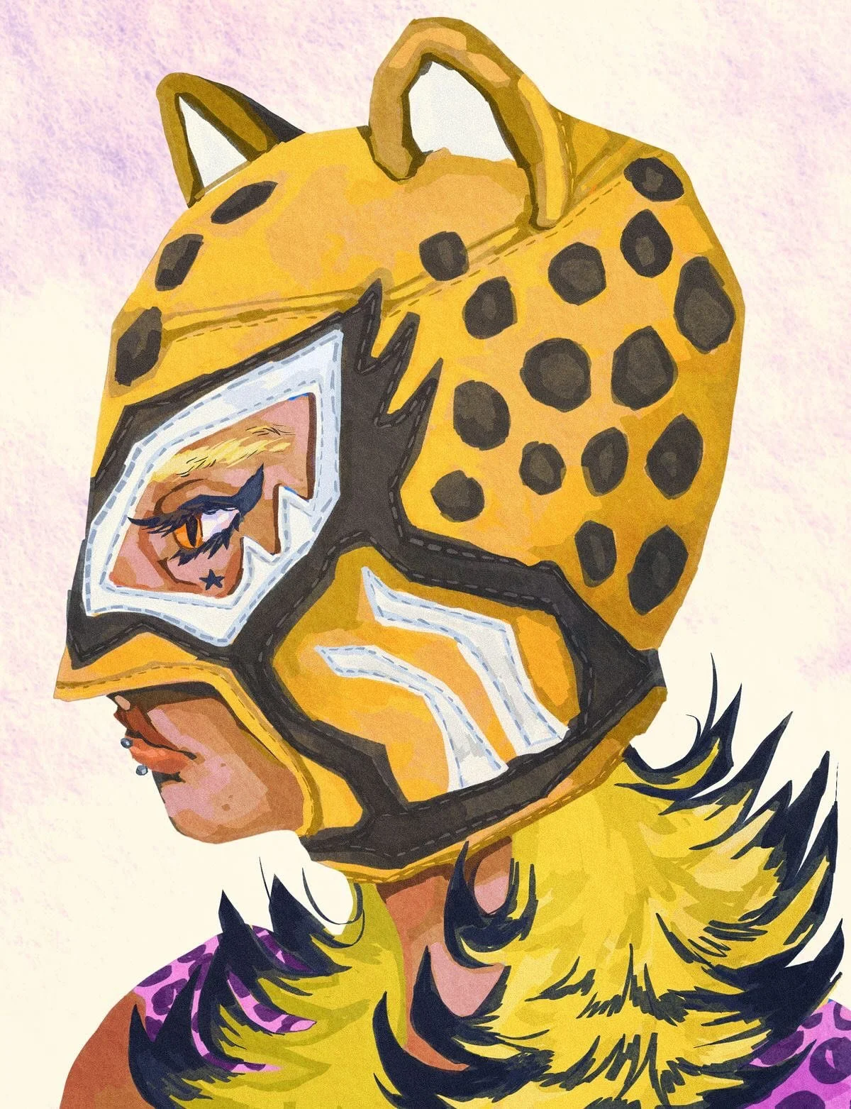 day 6 - cheetah!!! #badtober2025 @badtober started with cheetah girls but wasn&rsquo;t happy with it so i made cheetah mask too :-) hehe!