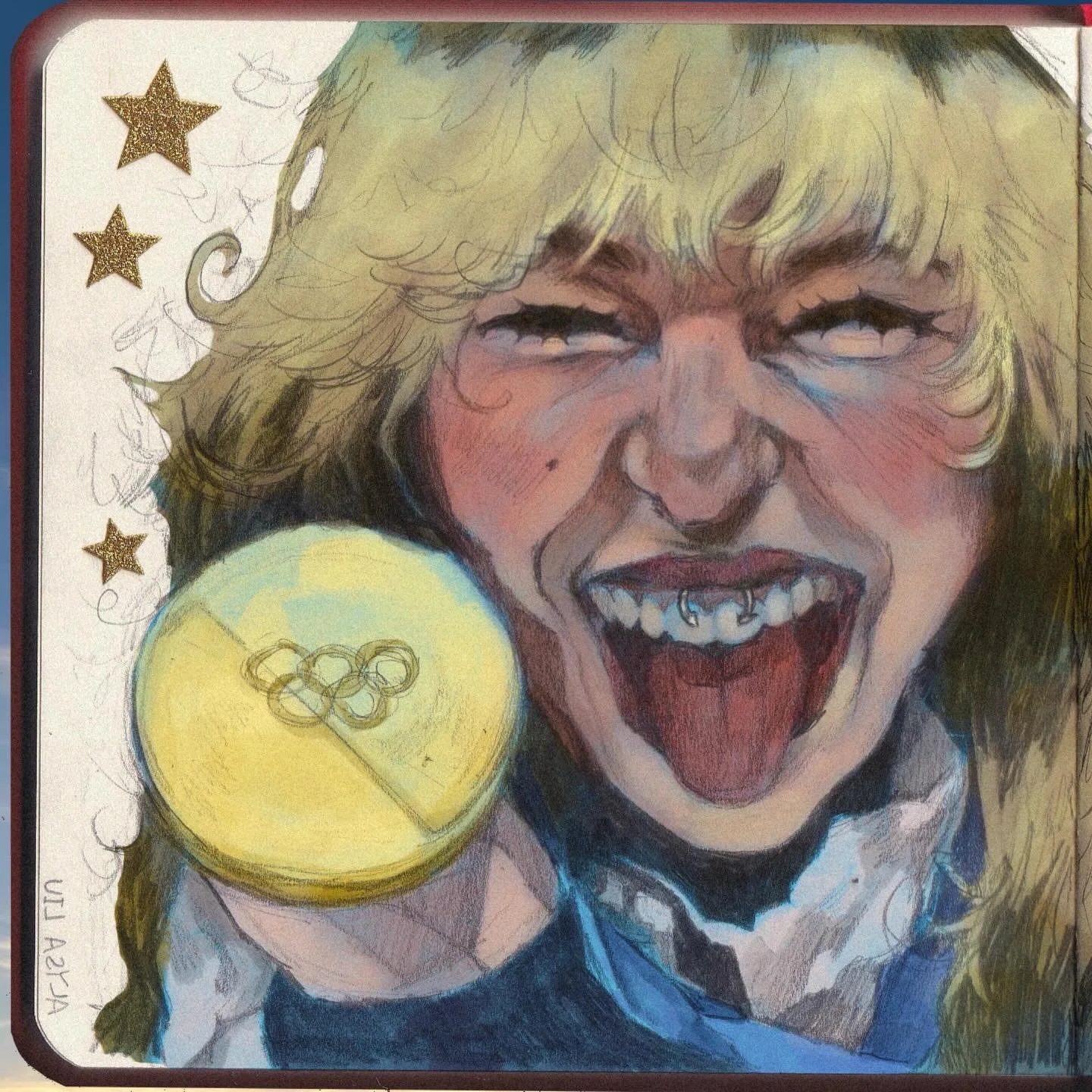 i had to join in on drawin alysa liu!!!! with a little pochita :-3