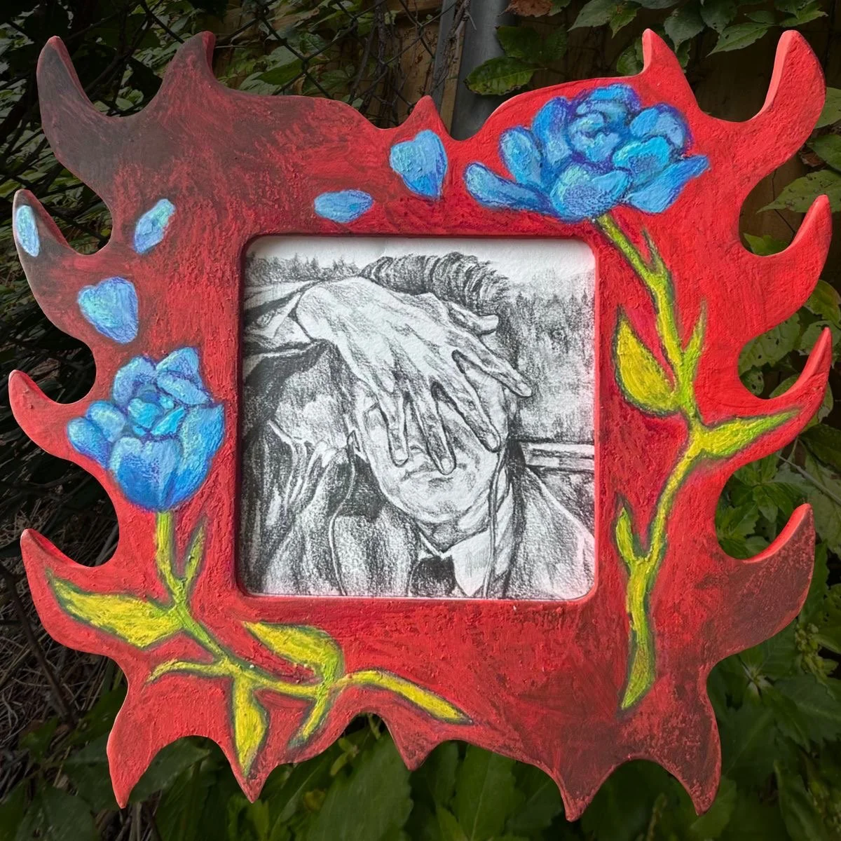 Blue Rose
, 7.5" x 7.5"
, graphite on paper and handcut and painted wood frame
2026