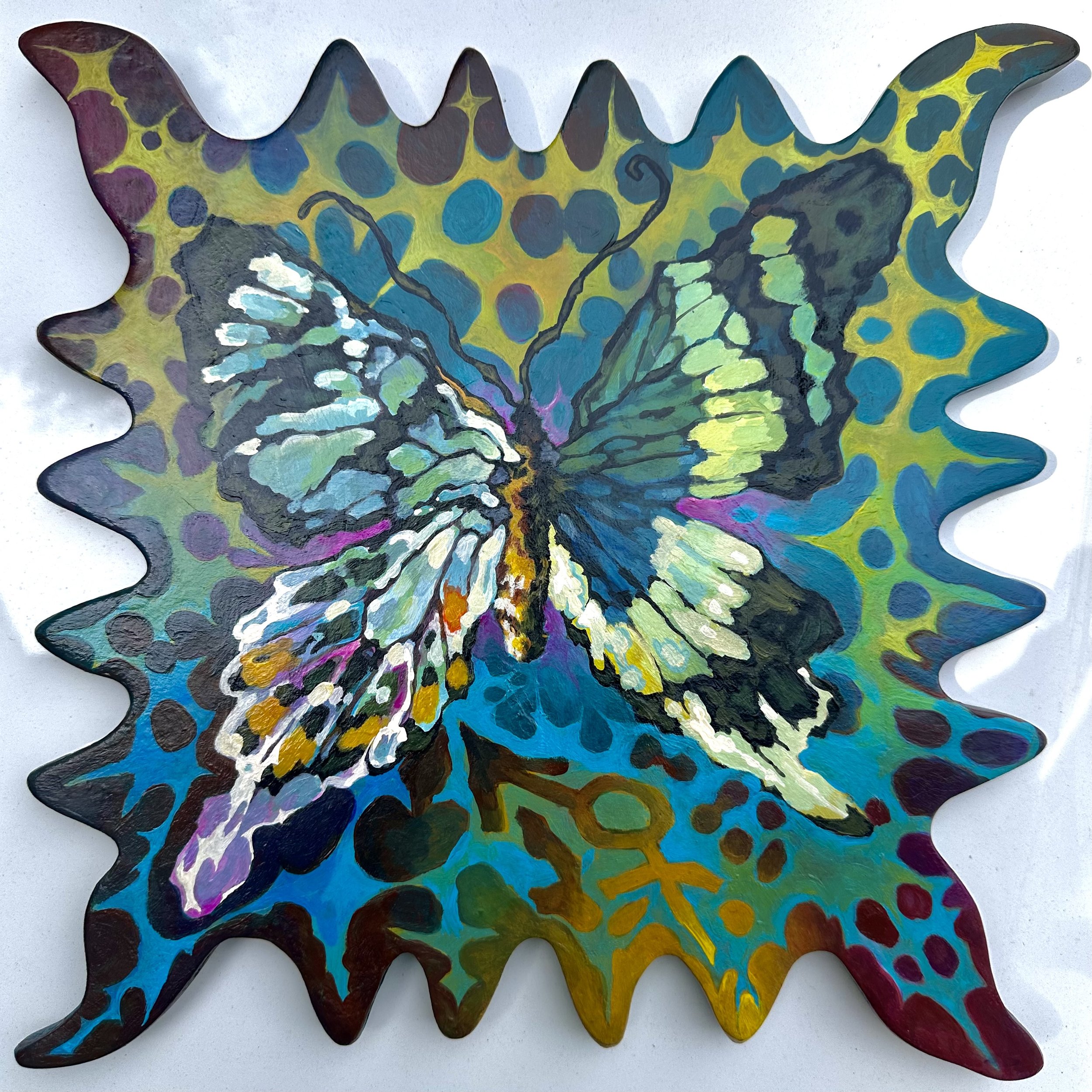 Papilio Laglaizei 
, 12"x12" 
, acrylic on wood
, 2025