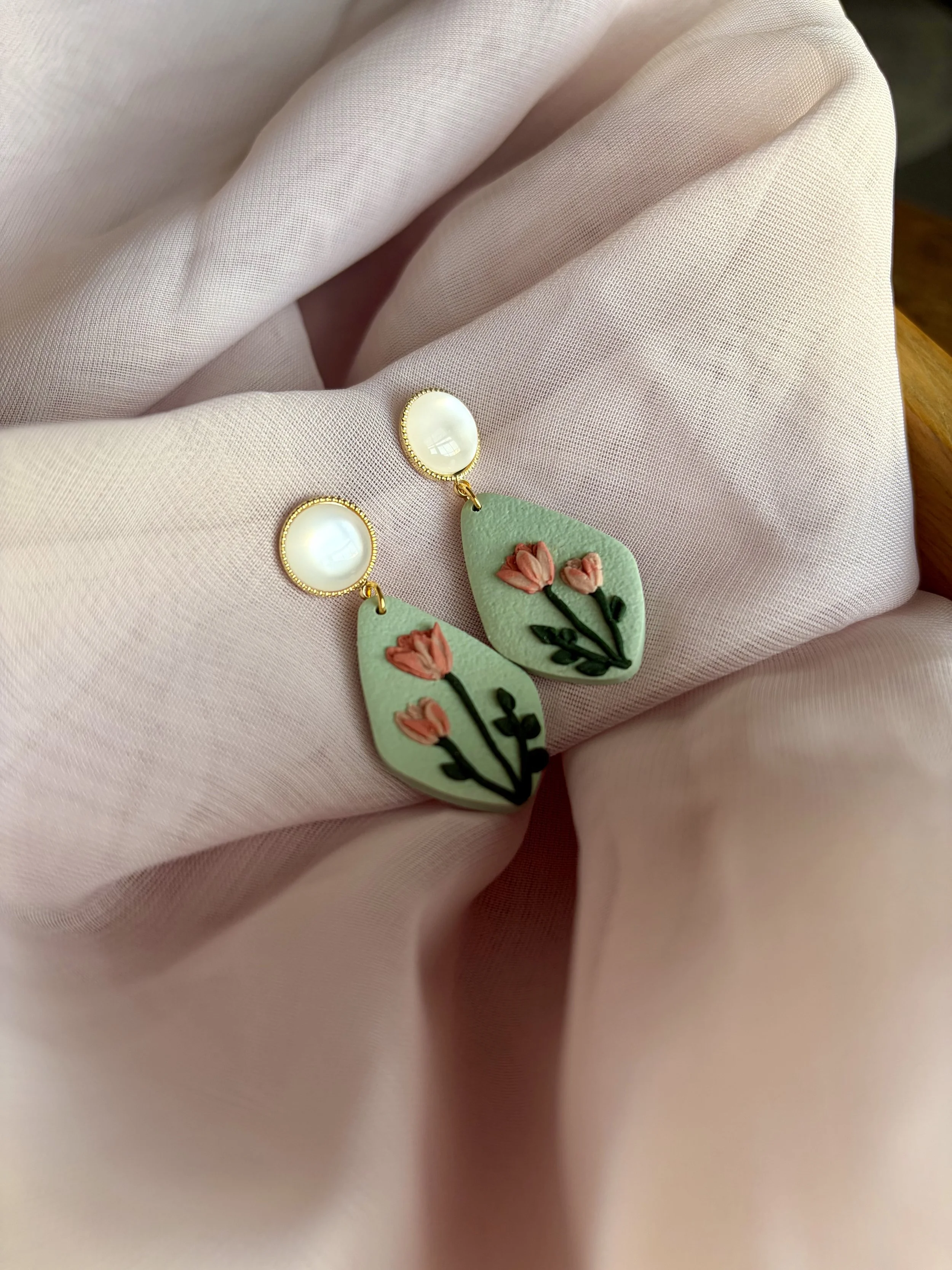 Demure Flower Polymer Clay Earrings