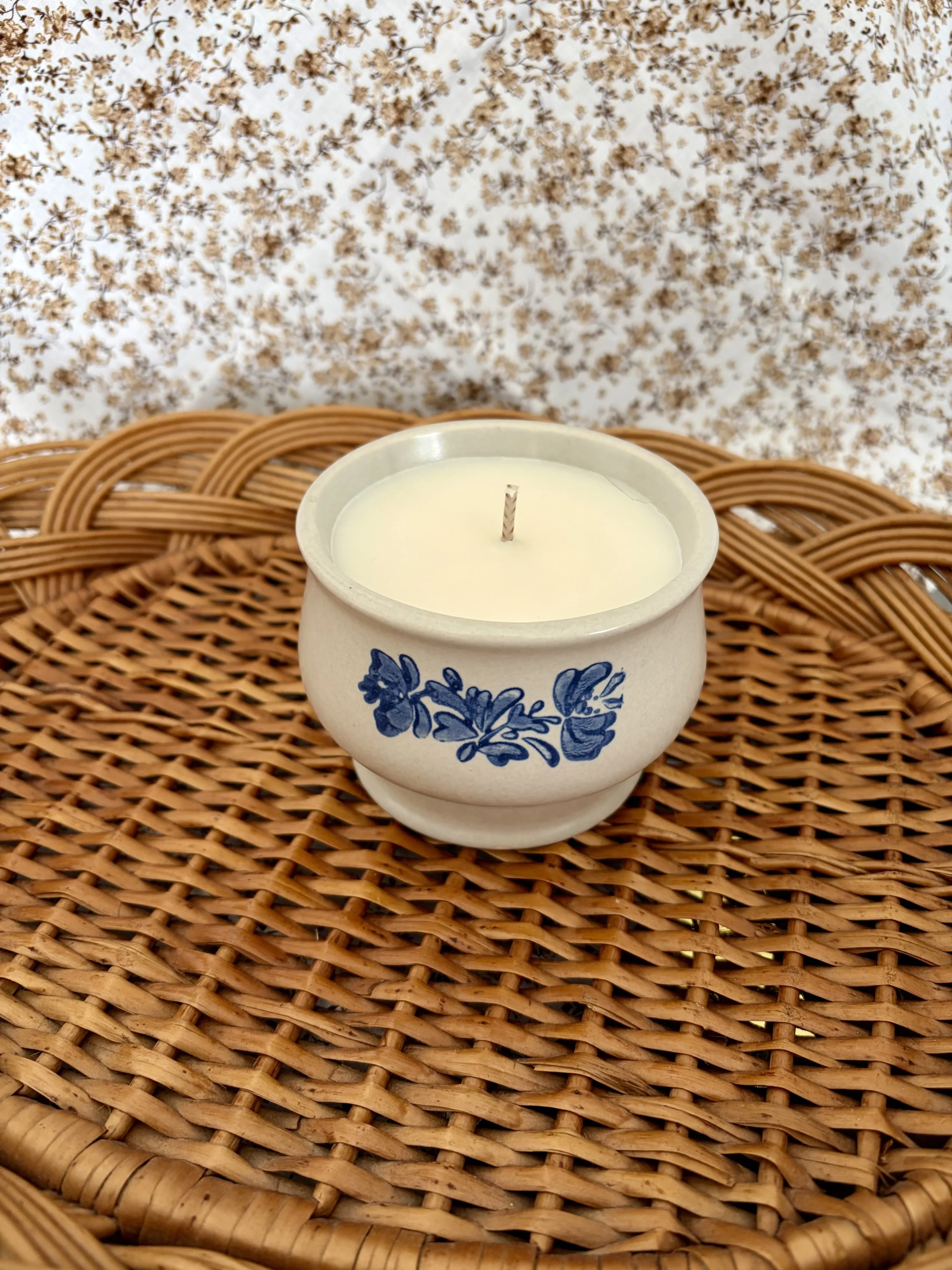 Yorktowne Blue Sugar Bowl Candle