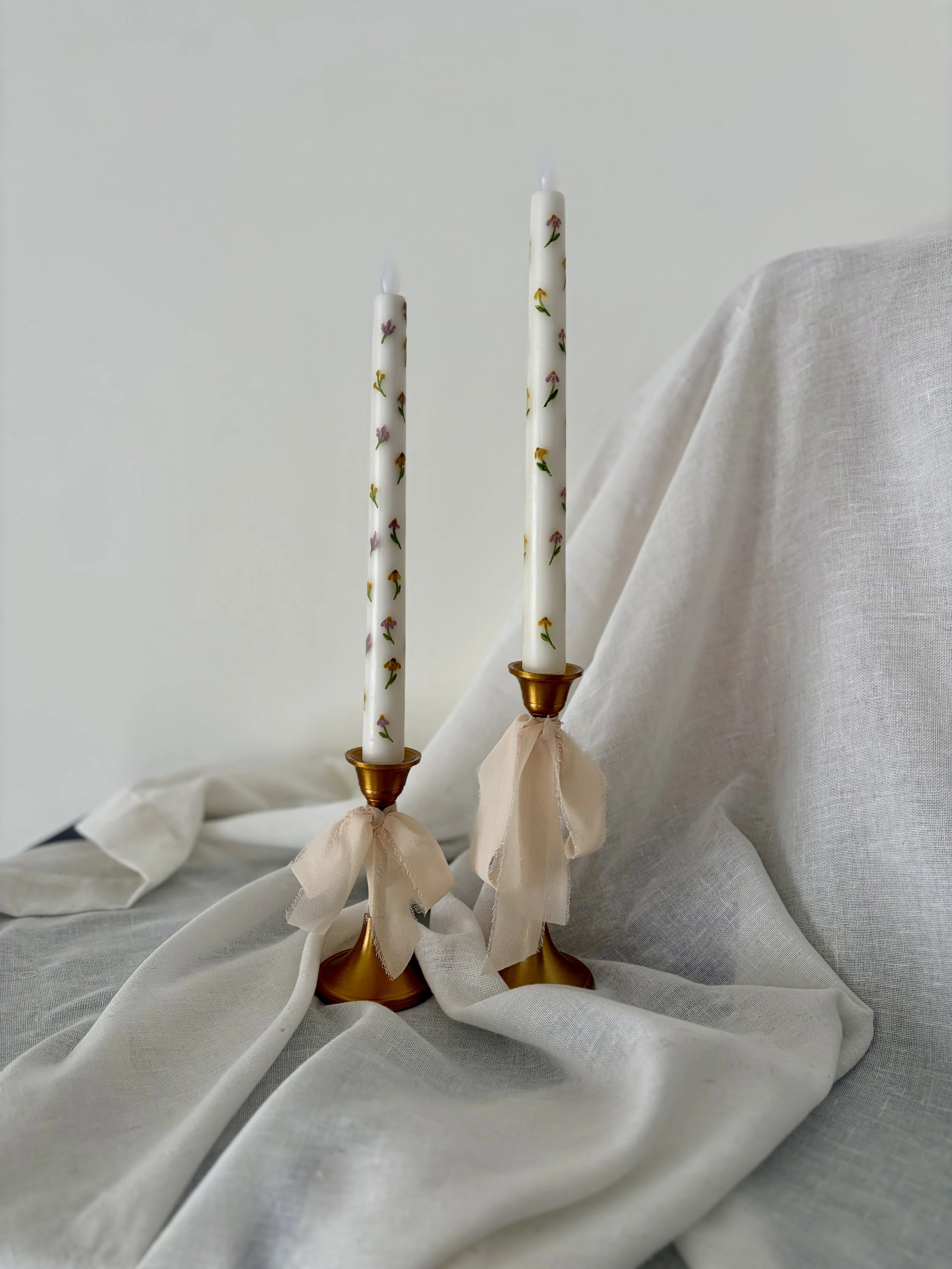 Tiny Wildflower Taper Candle Set