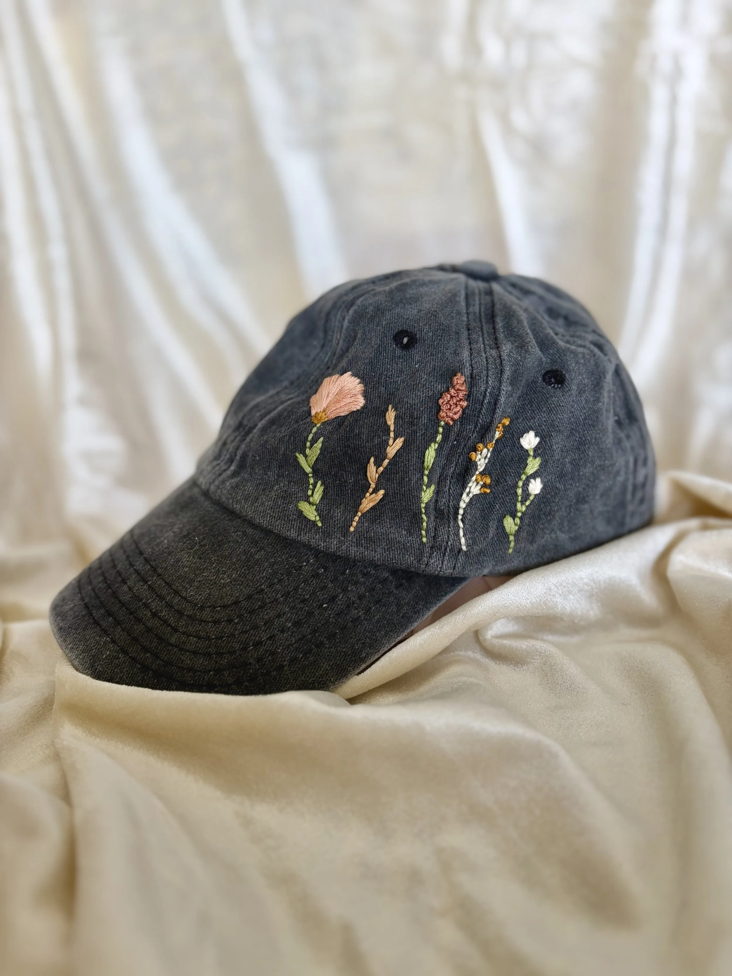 Wildflowers Embroidered Baseball Cap