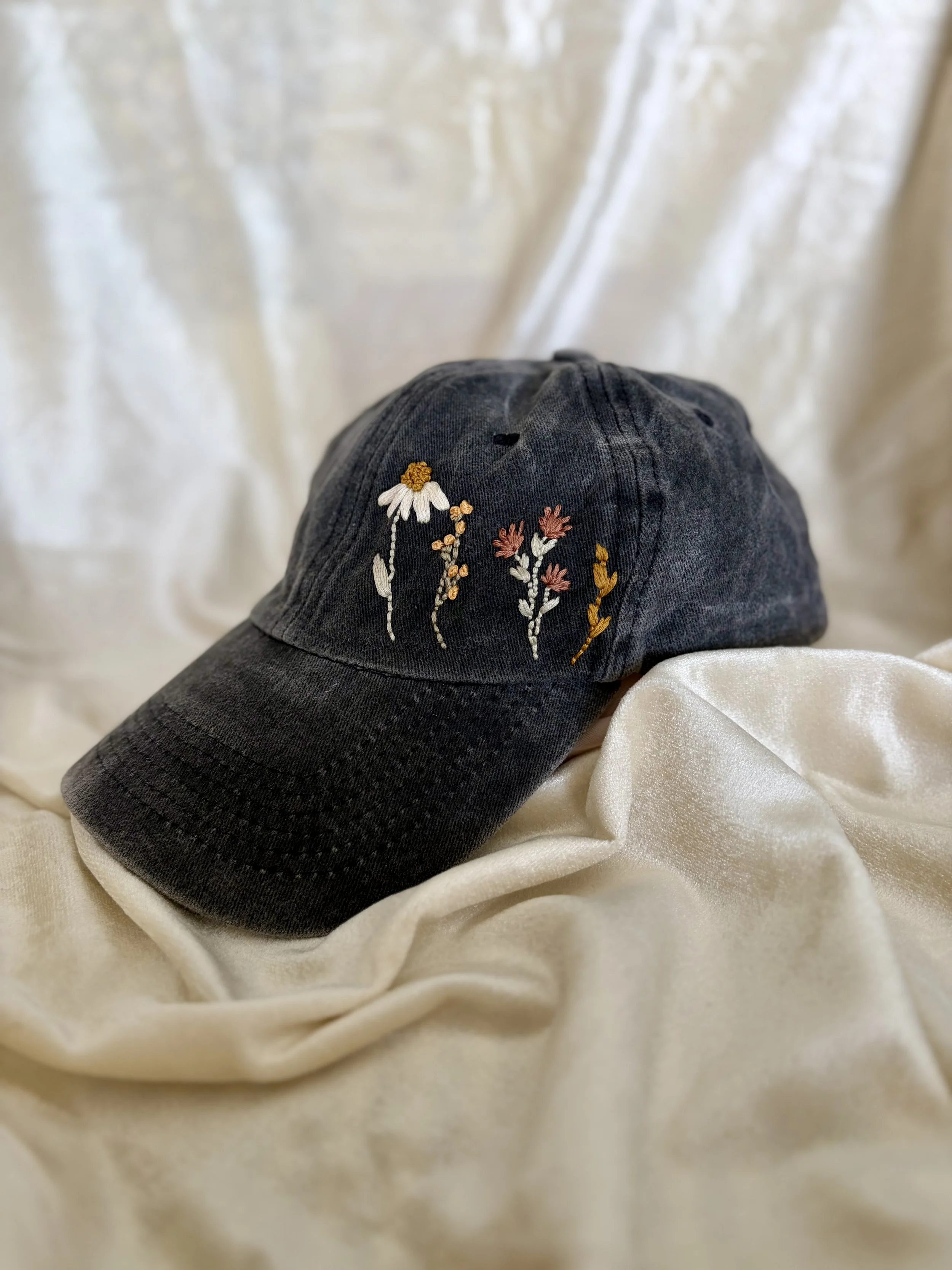 Wildflowers Embroidered Baseball Cap