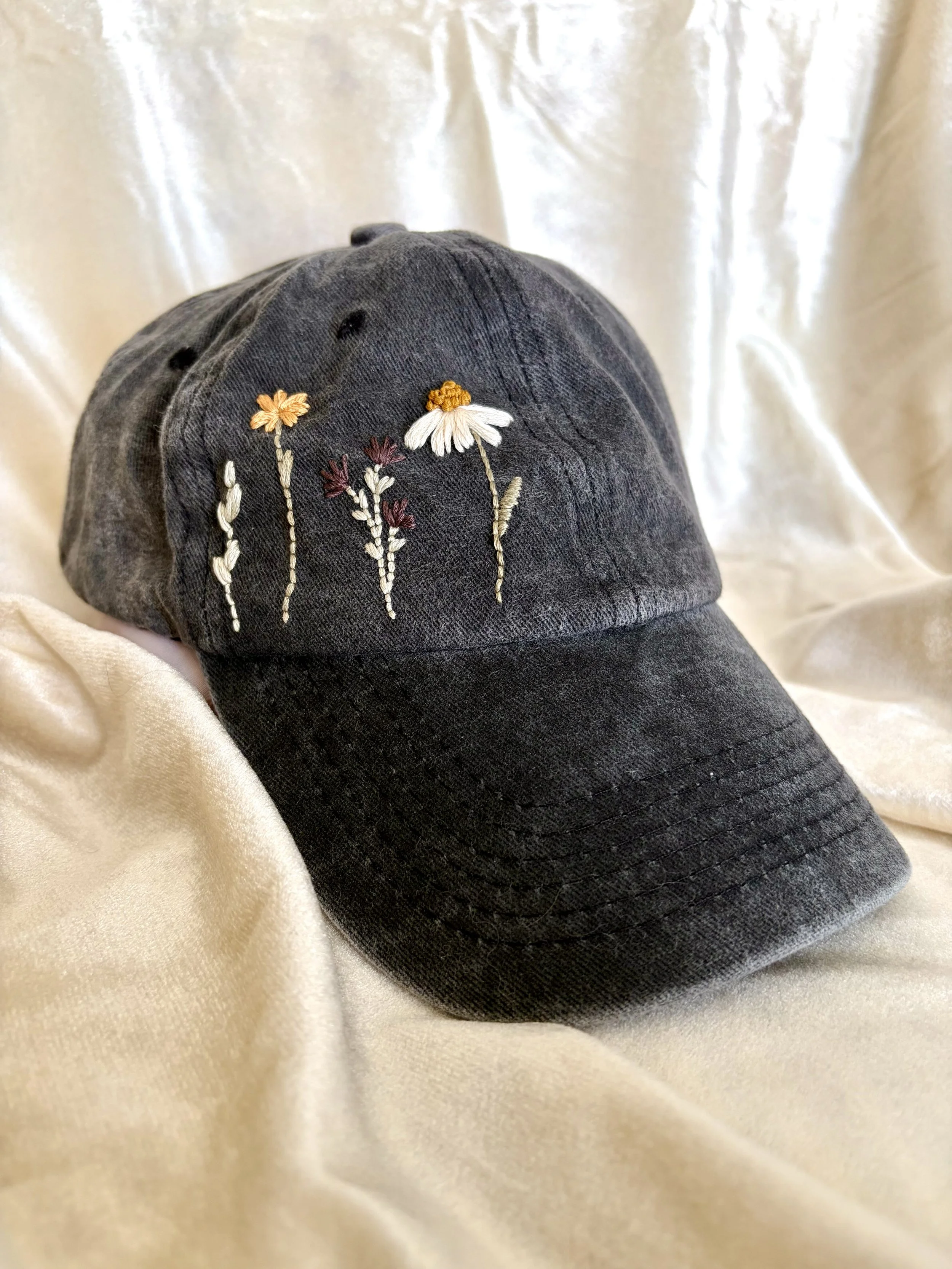 Wildflowers Embroidered Baseball Cap