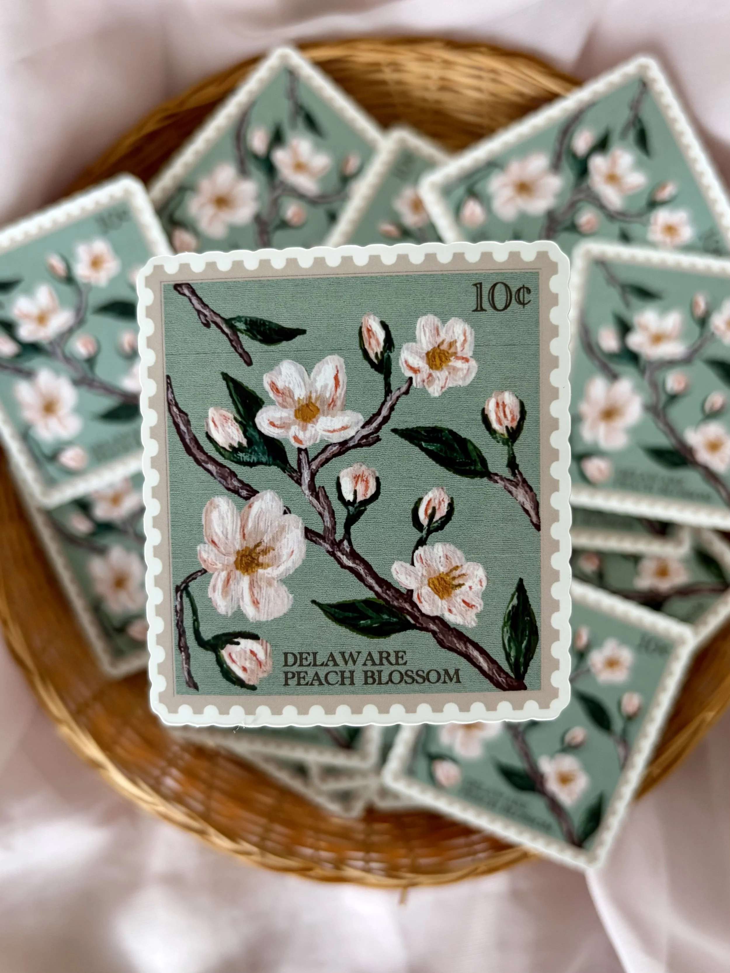 DE Peach Blossom Stamp Sticker