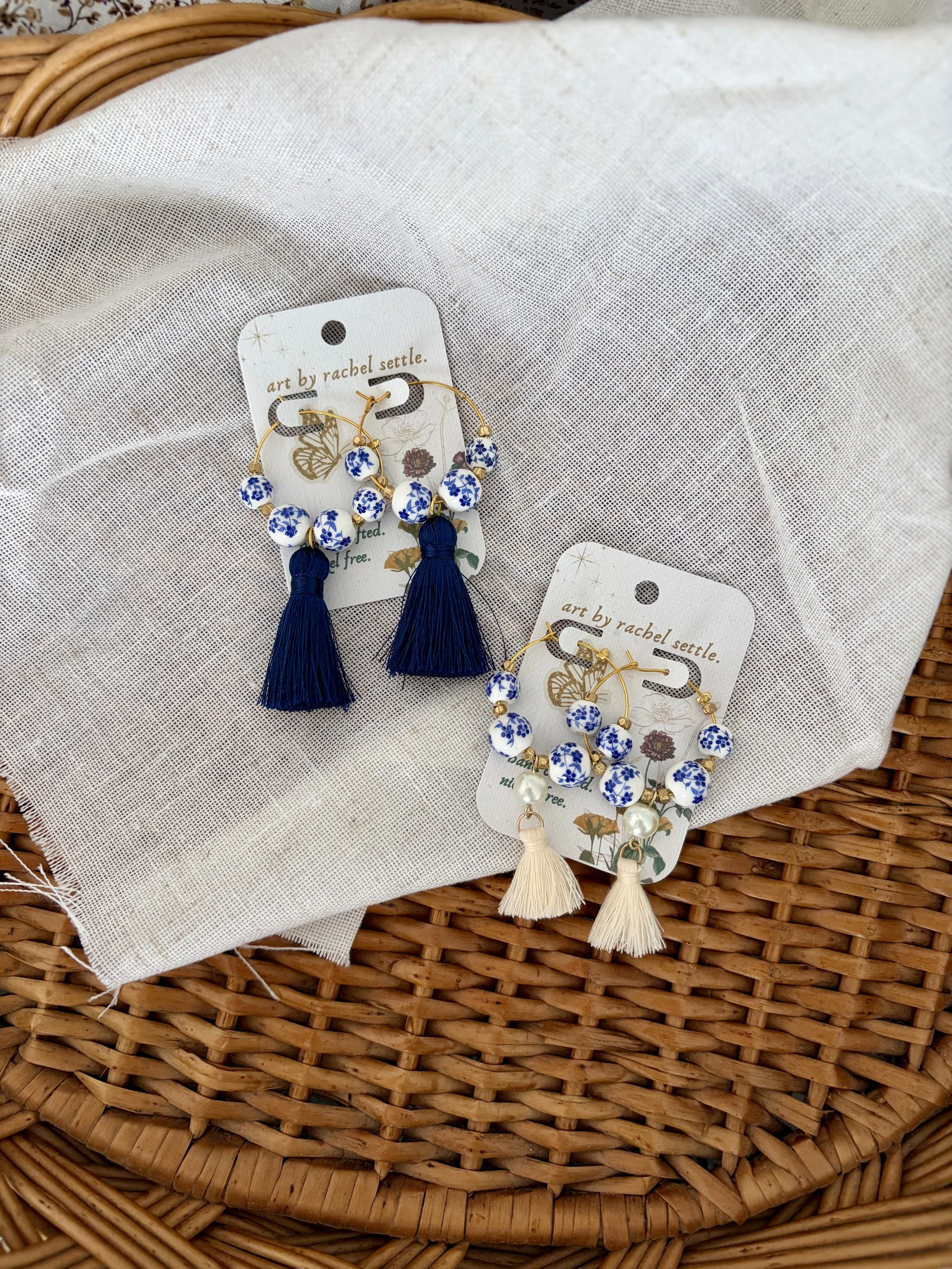 True Blue Beaded Hoops