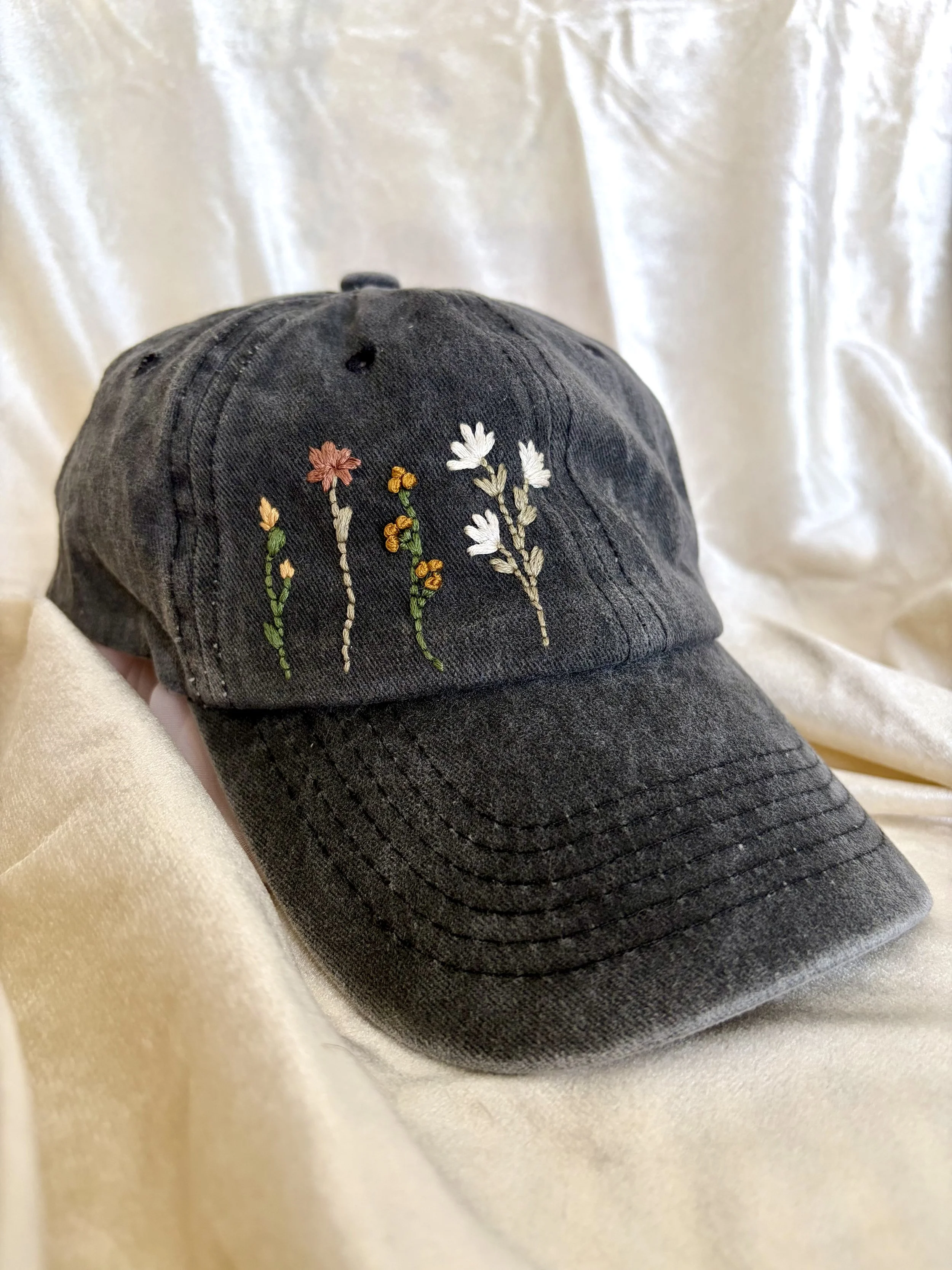Wildflowers Embroidered Baseball Cap