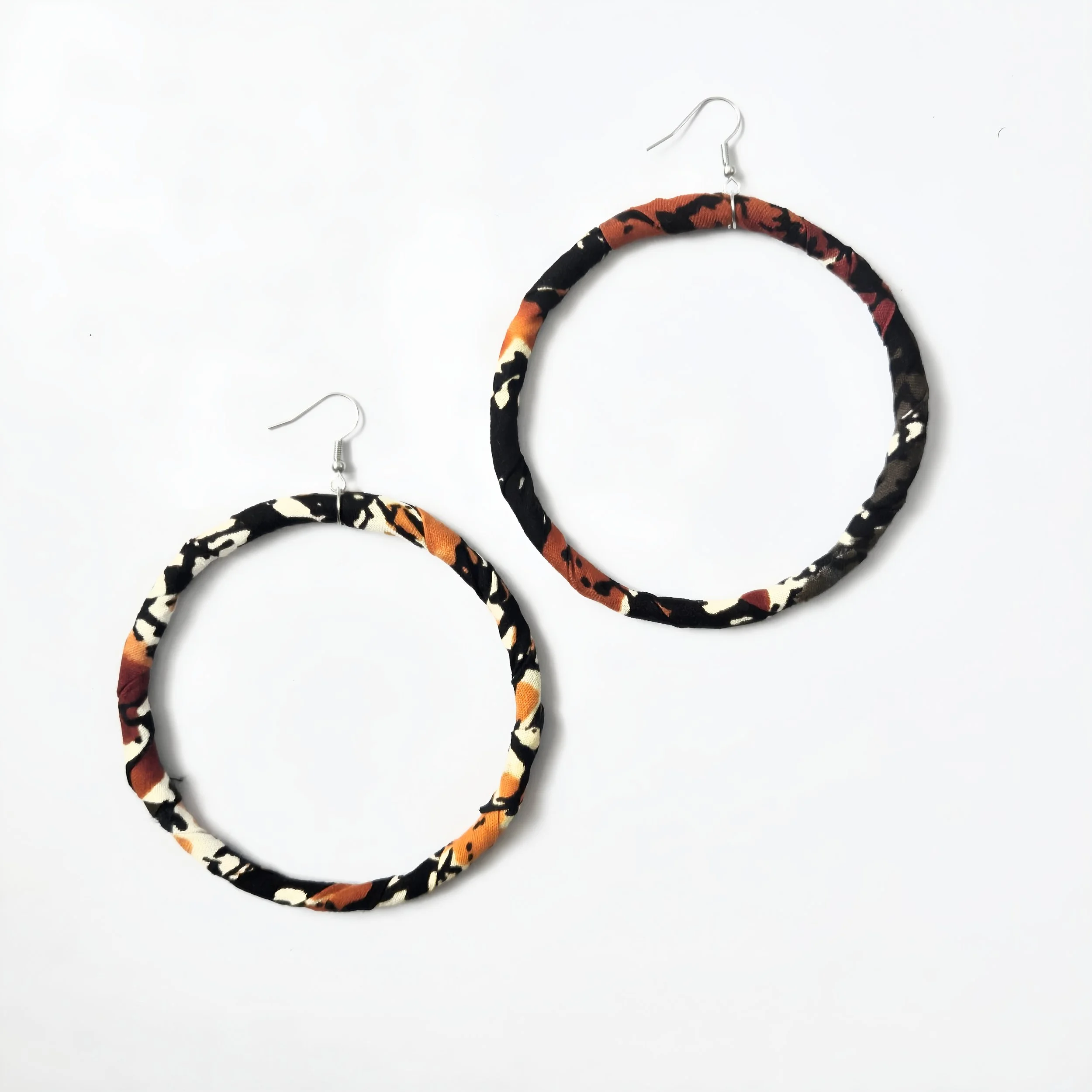 African Print Wrapped Oversized Hoop Earrings