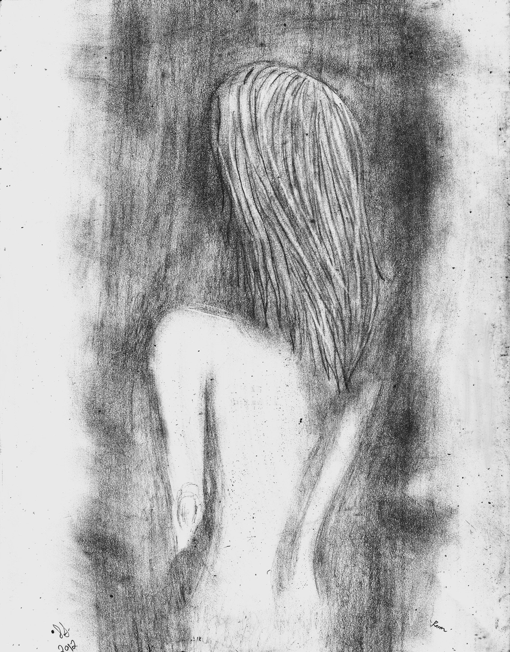 Sketch of what appears to be someone facing away from viewer