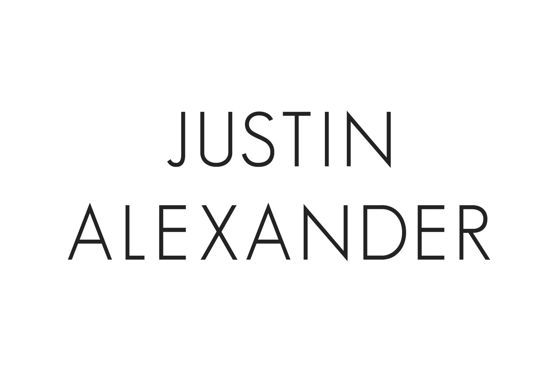 Text image with the names 'Justin Alexander' written in large, black font on a white background.