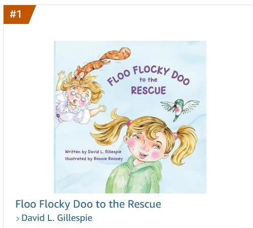Cover of a children's book titled 'Floo Flocky Doo to the Rescue,' featuring a girl with blonde hair in pigtails and a bird flying nearby.