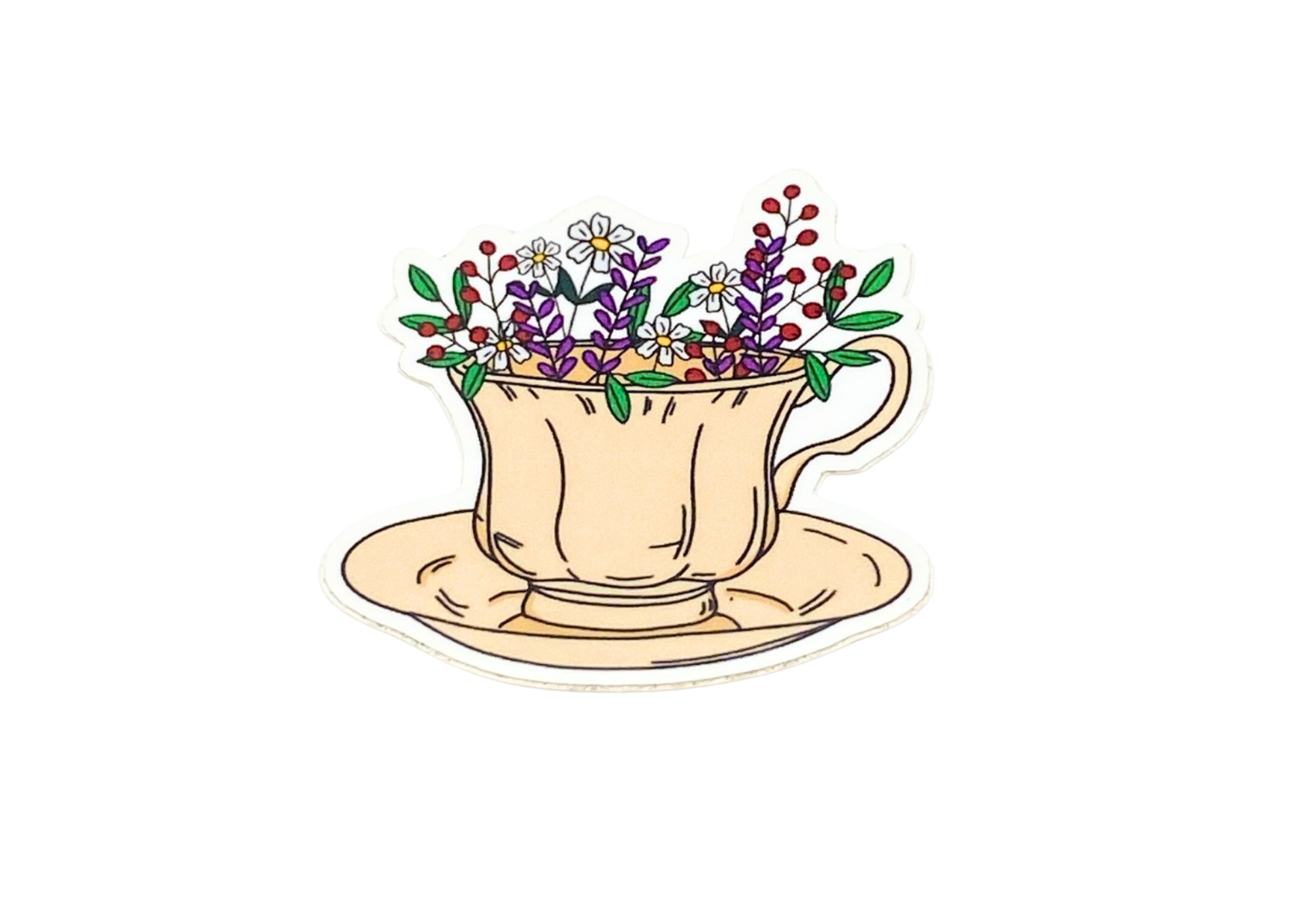Flower teacup sticker