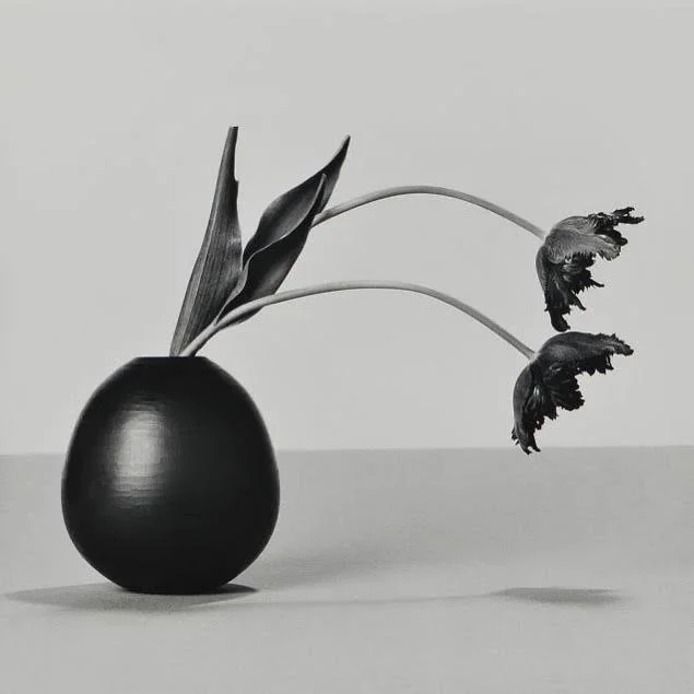 Minimal still life with sculptural objects arranged in soft, natural light.