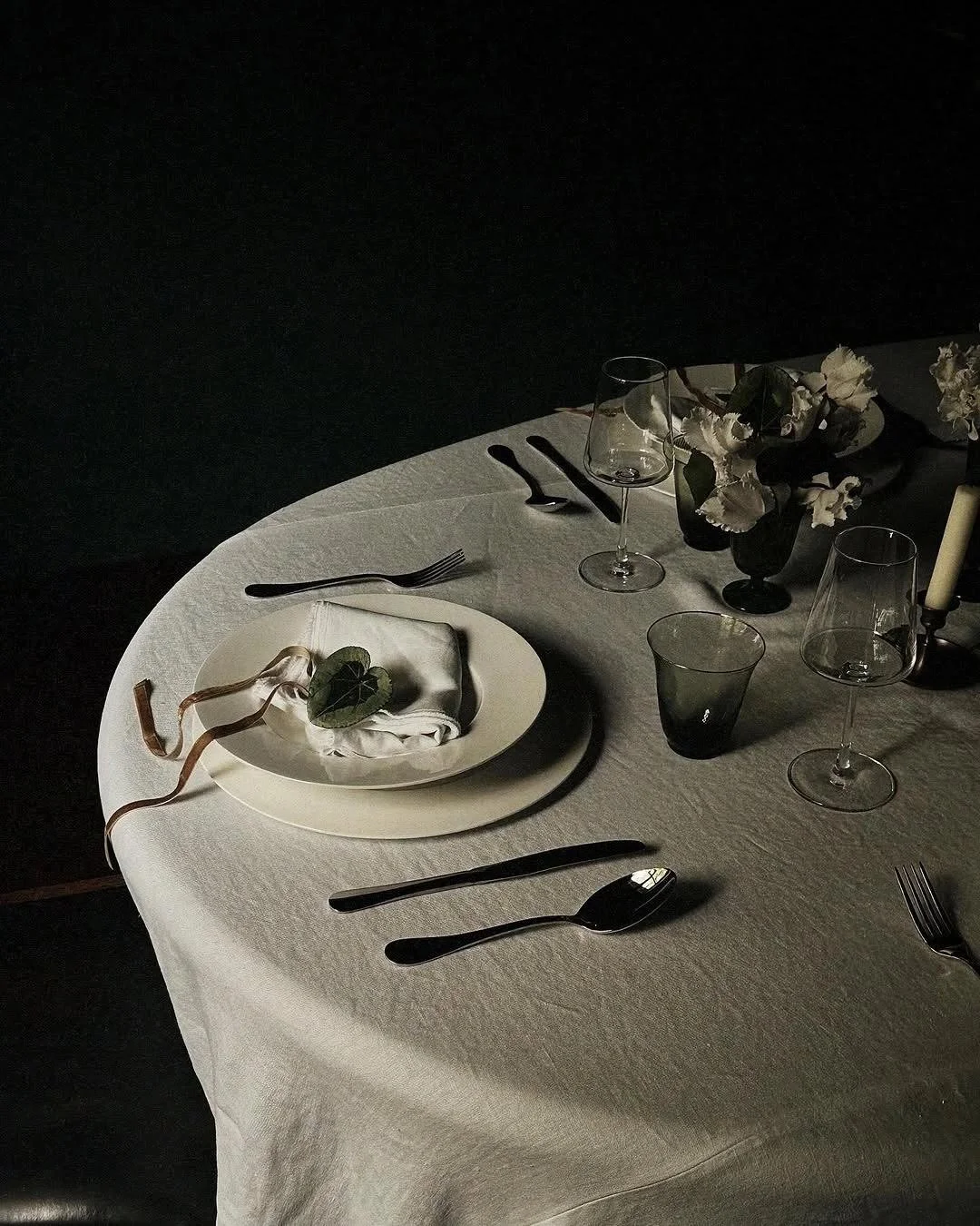 Intimate table setting designed for a small, sensory-led gathering.