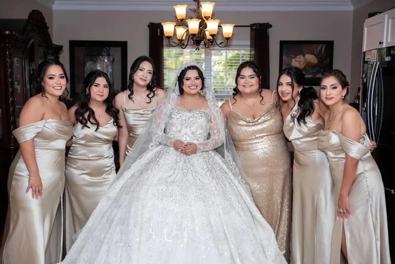 Bride and Bridesmaids hairstyles and makeup Virginia wedding