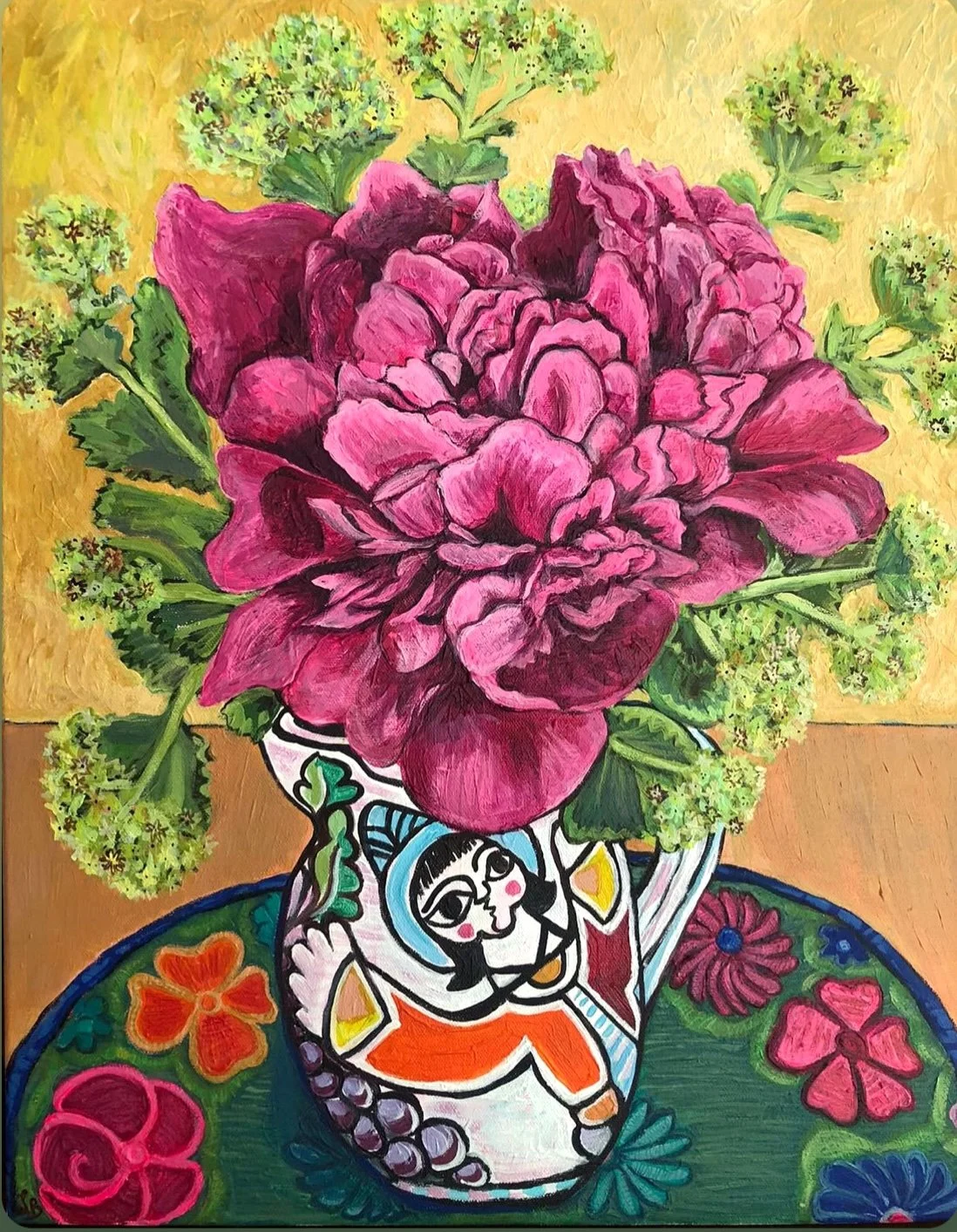 Peonies in jug from Gloria
20x24
acrylic on canvas
2025
$475