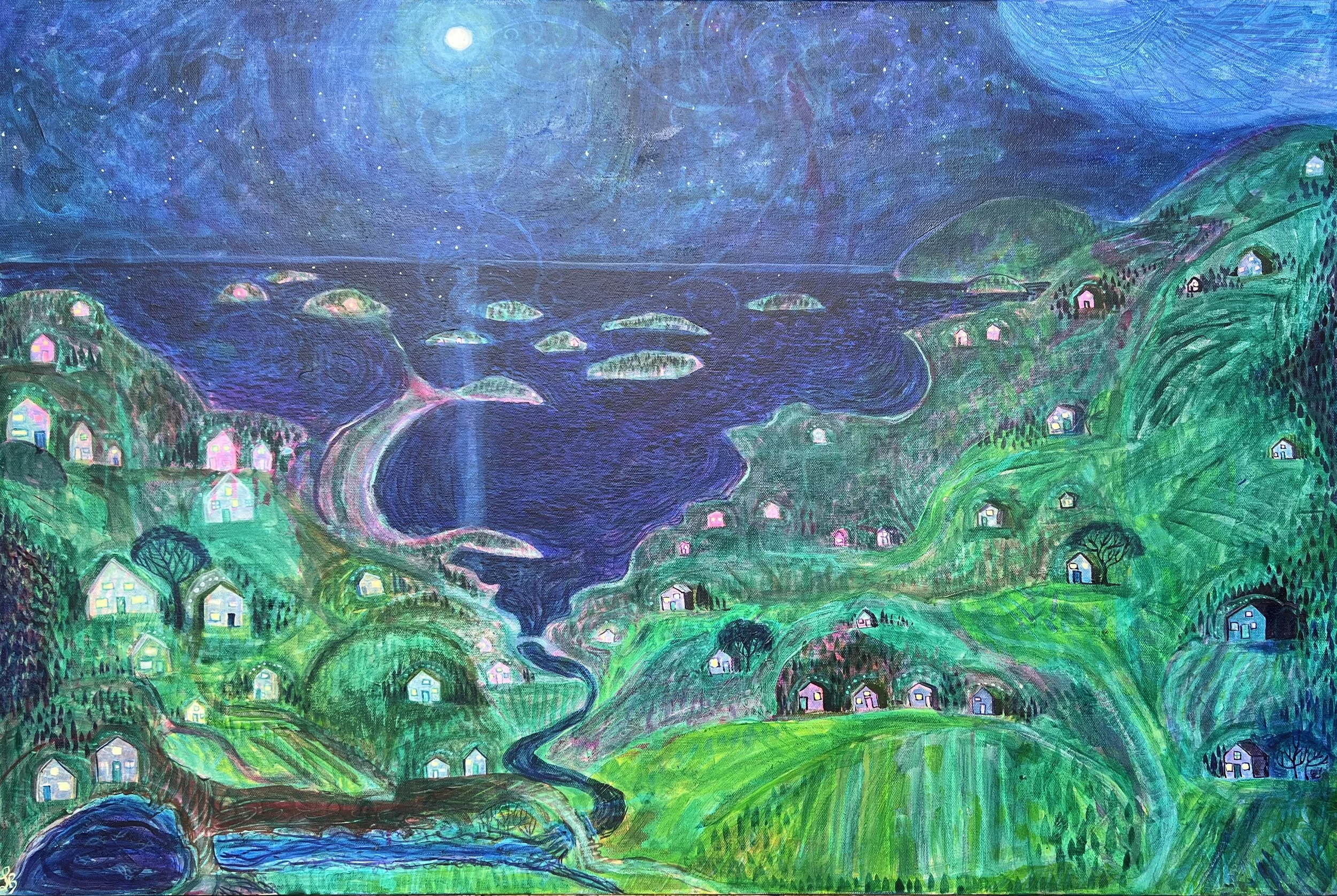 Full moon in Petite 24x36 acrylic, acrylic ink on canvas $675 2026
SOLD