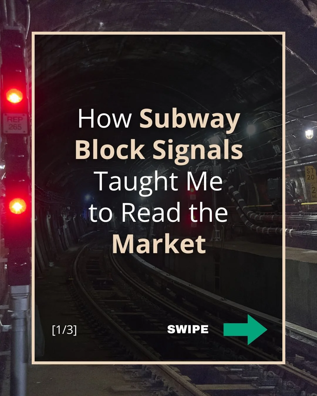 Most people look the wrong way on the platform. In #HowtoRidetheSubway, I explain how NYC subway block signals&mdash;green, yellow, red&mdash;are the perfect metaphor for reading market conditions before everyone else does.
 
🚇 Link in bio. Drop a ?