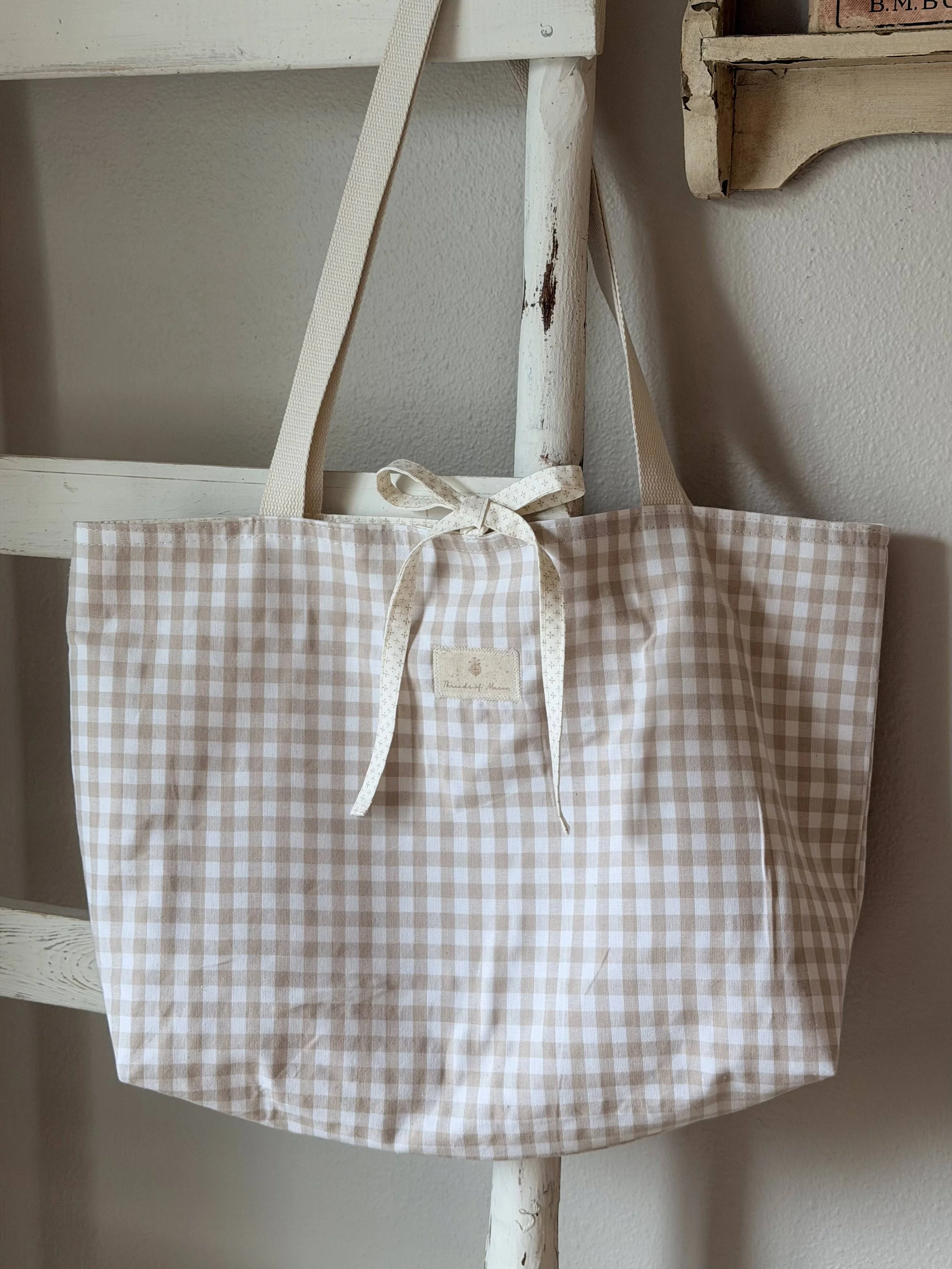 The Homebound Tote | Natural Gingham
