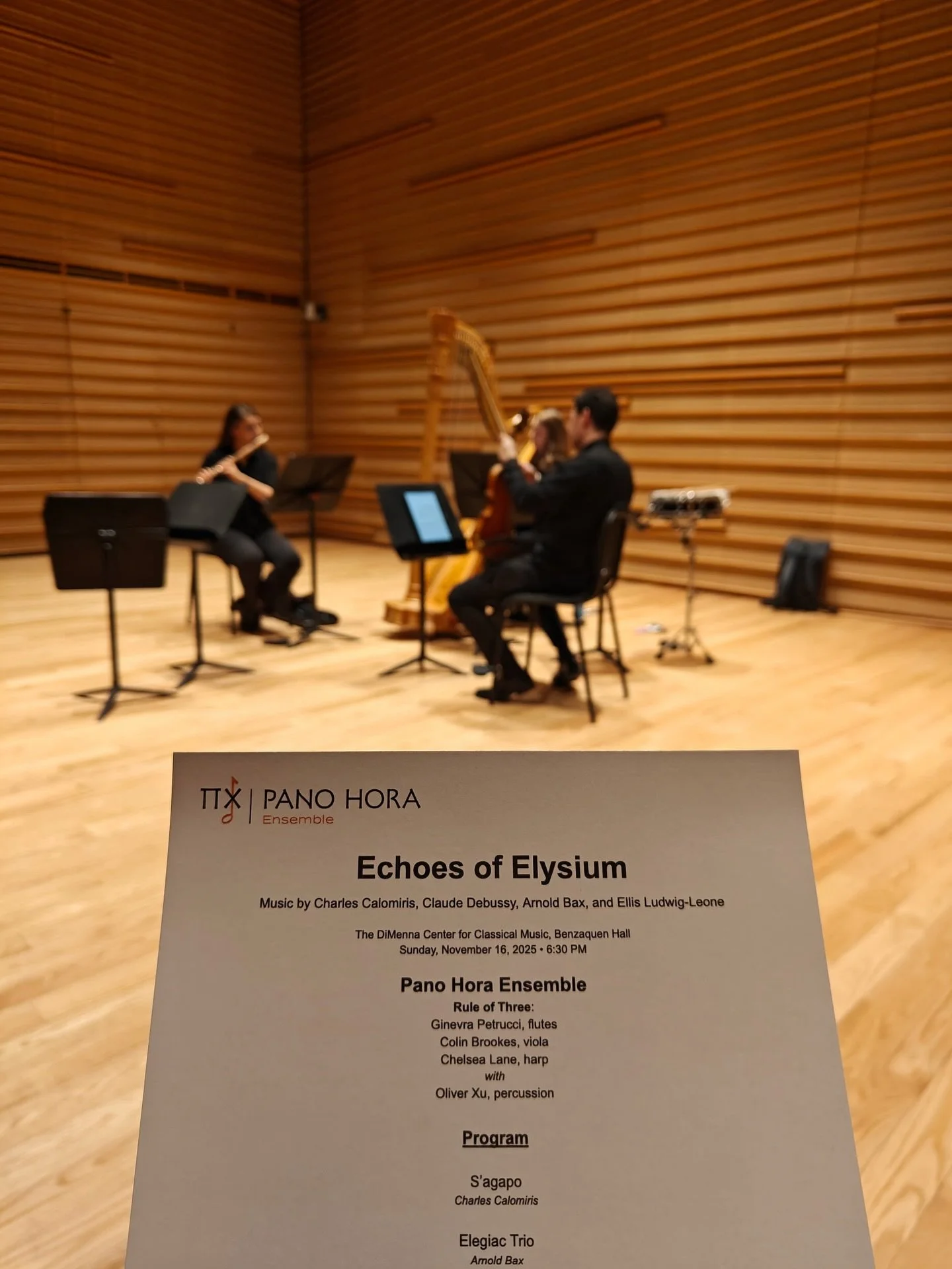 Fond memories of last weekend&rsquo;s performance at @thedimennacenter as part of the @panohoraensemble concert series! We were joined by our friend @oxuperc on two of Charles Calomiris&rsquo; pieces.

Thanks to everyone who came out to support this 