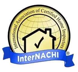Logo of the International Association of Certified Home Inspectors with a house and a checkmark, and a blue ribbon saying 'InterNACHI'.