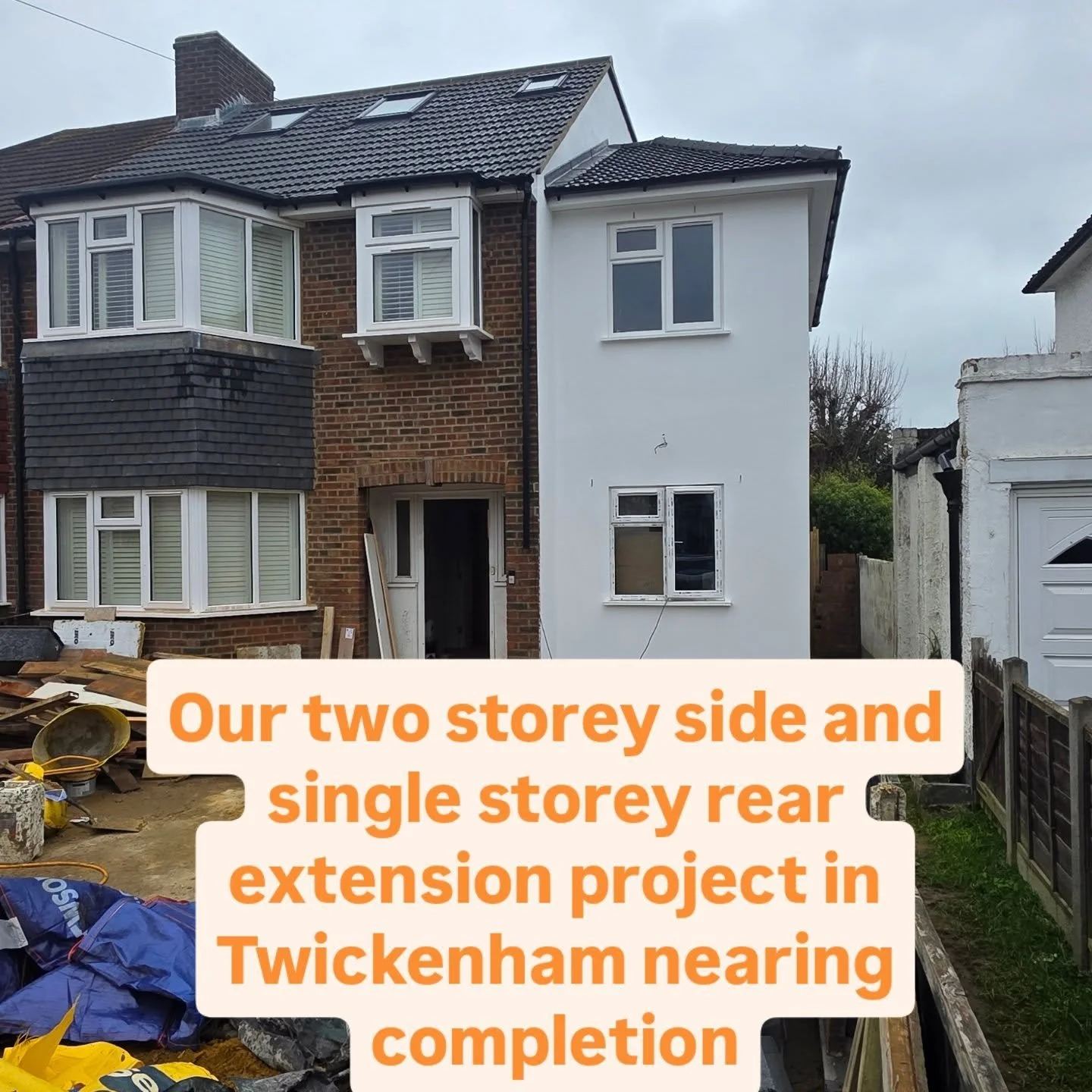Nearing completion: Our two storey side and single storey rear extension project in Twickenham. Watch this space. Completion in a few weeks.