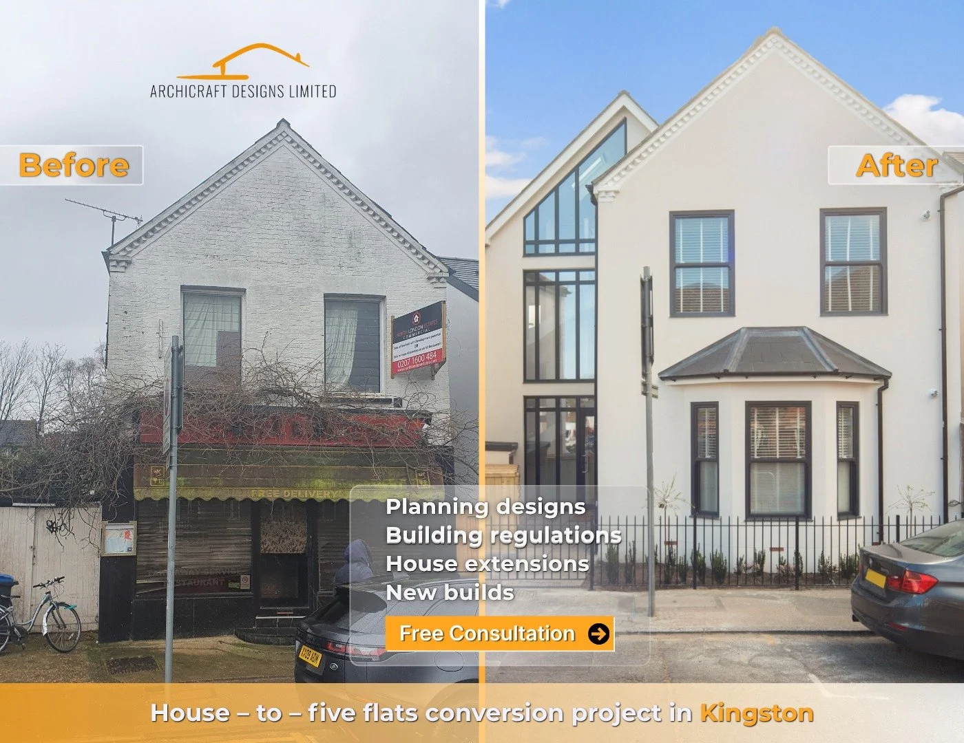 Luxury Flat Conversion in Kingston Upon Thames 📐🏗️

Maximizing property value requires a specialized technical roadmap. This high-spec transformation in Kingston saw a standard house converted into five luxury flats, significantly increasing both f
