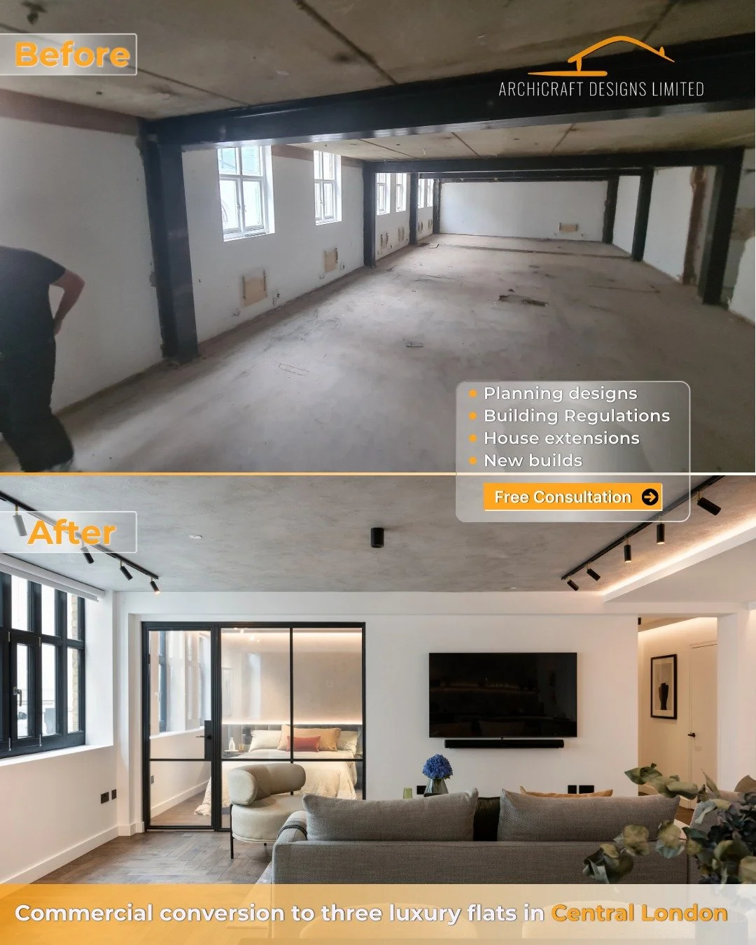 Luxury Commercial Conversion in Central London 📐🏙️

Unlocking the value of a commercial property requires more than just a renovation; it requires a specialized technical roadmap. This project in Central London involved converting a stripped-back c