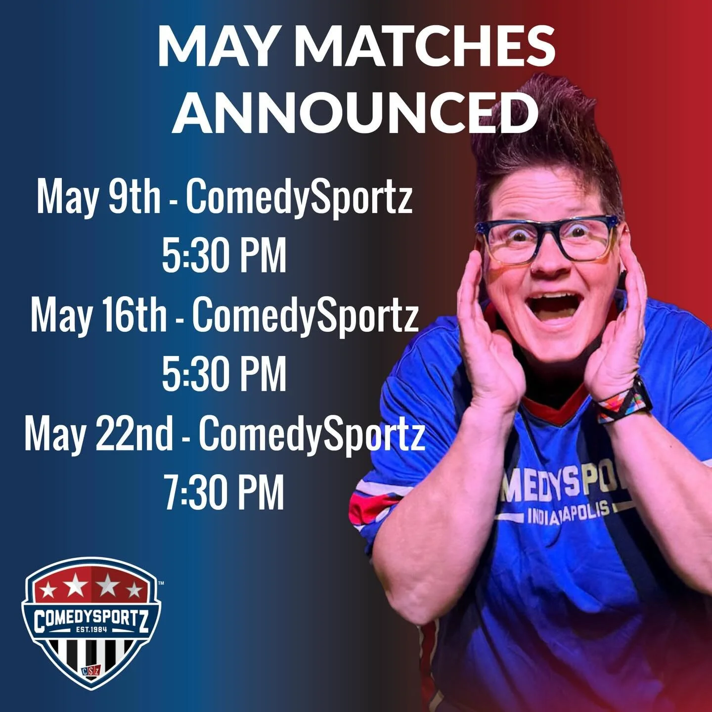 ComedySportz Indianapolis matches announced. Come have some fun with me!