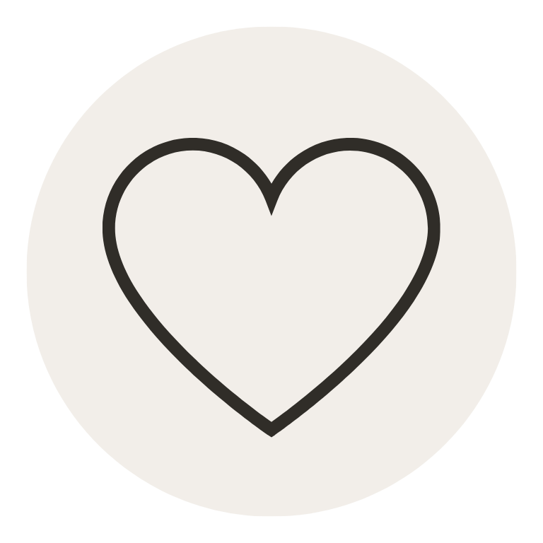 Beige background with a black outline of a heart in the center.