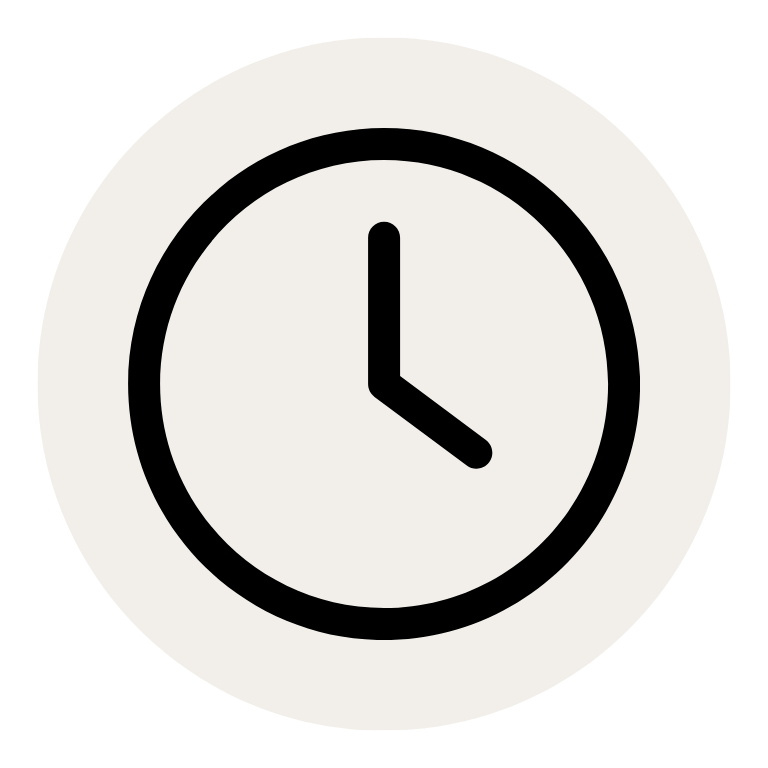 Clock showing 3:00.