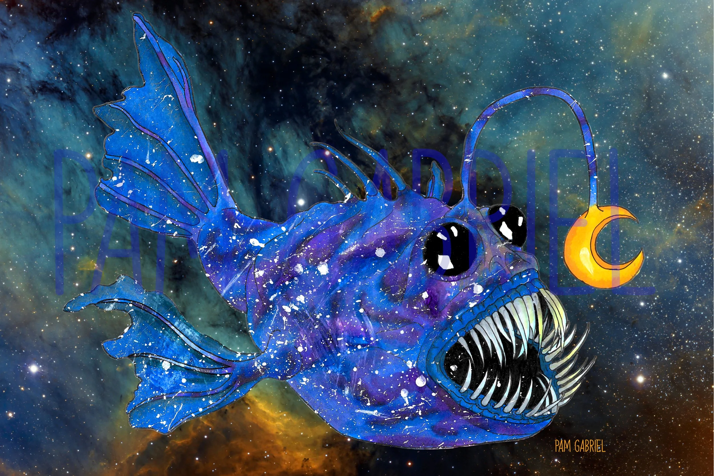 Pisces Moon Anglerfish Print