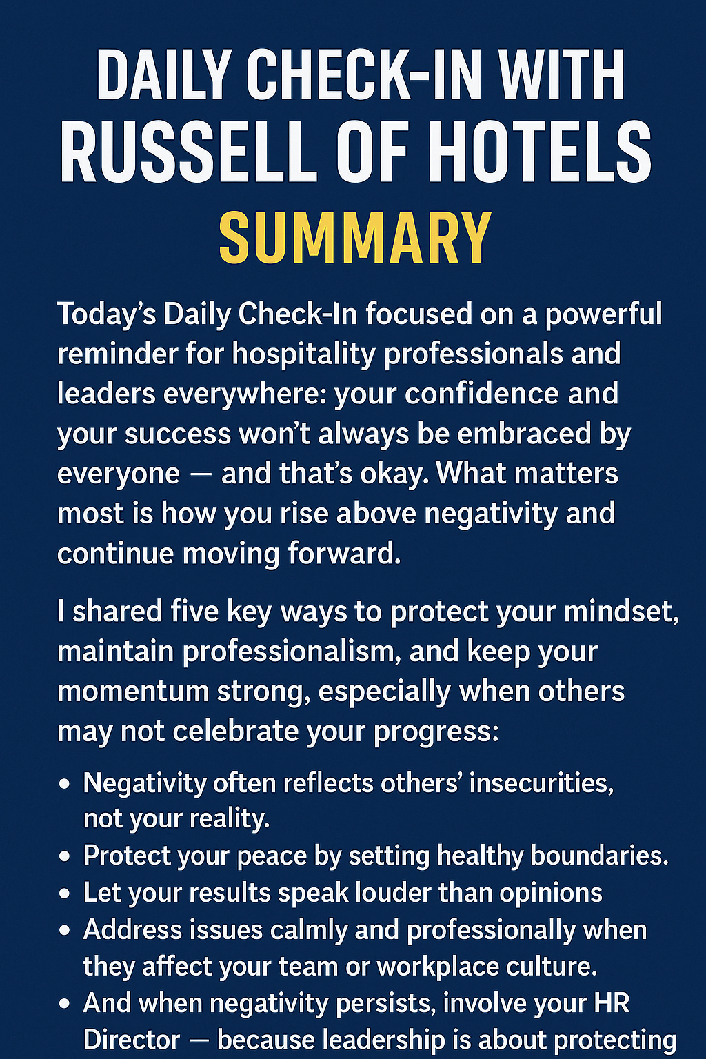 Rising Above Negativity in Hospitality &amp; Leadership