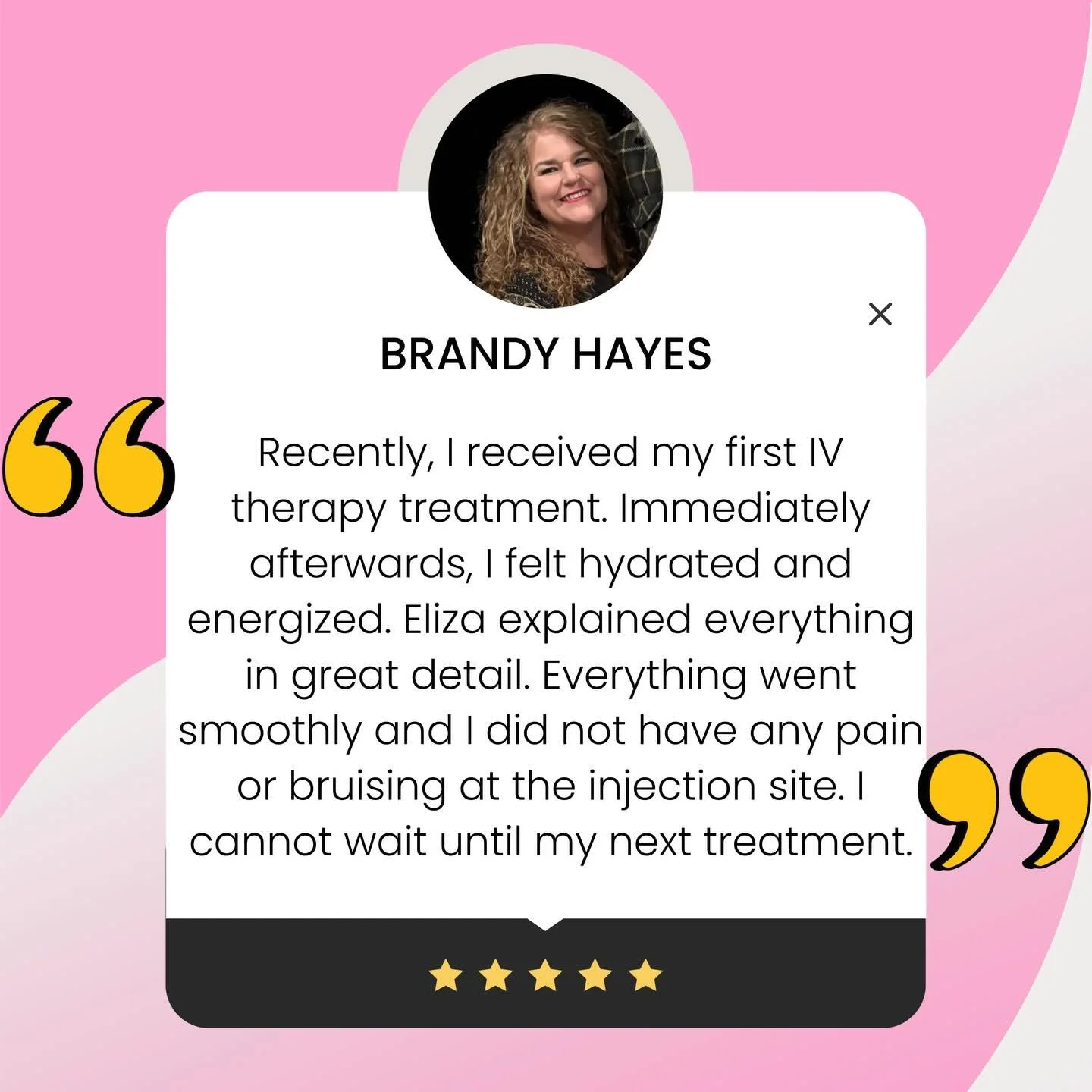 🌟Client Google Review Spotlight🌟

Reading words like these reminds me why I&rsquo;m passionate about what I do. ☺️

When care is personal and treatments are done with precision, the difference is felt-body and soul. ✨

Book your IV Infusion with me